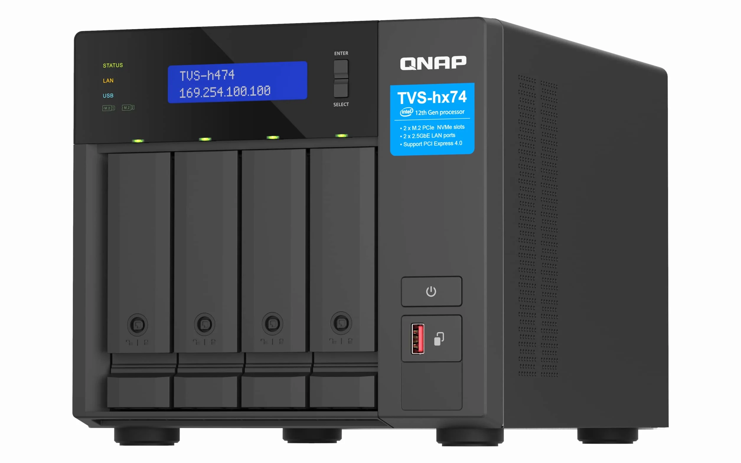 QNAP TVS-h474-PT-8G Intel Pentium Gold G7400 2-rdzeniowy 3,7 GHz 8 GB SODIMM DDR4 Czarny