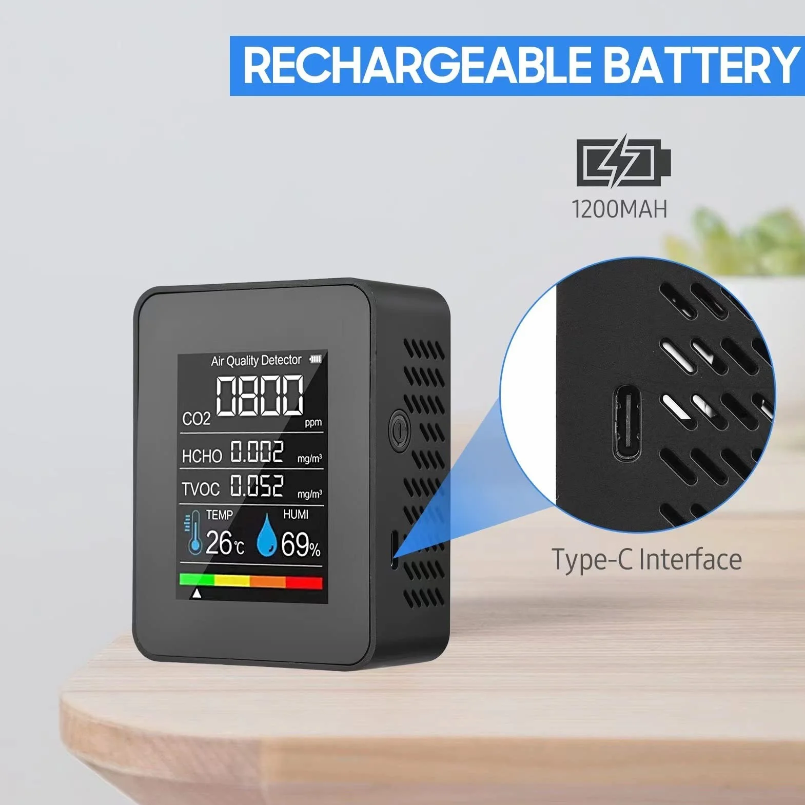 CO2 TVOC HCHO Monitor, Wykrywanie w Czasie Rzeczywistym, Wyświetlacz Ekranu LCD, Kompaktowy Projekt dla Laboratoriów Produkcji Szklarni Rolnictwa