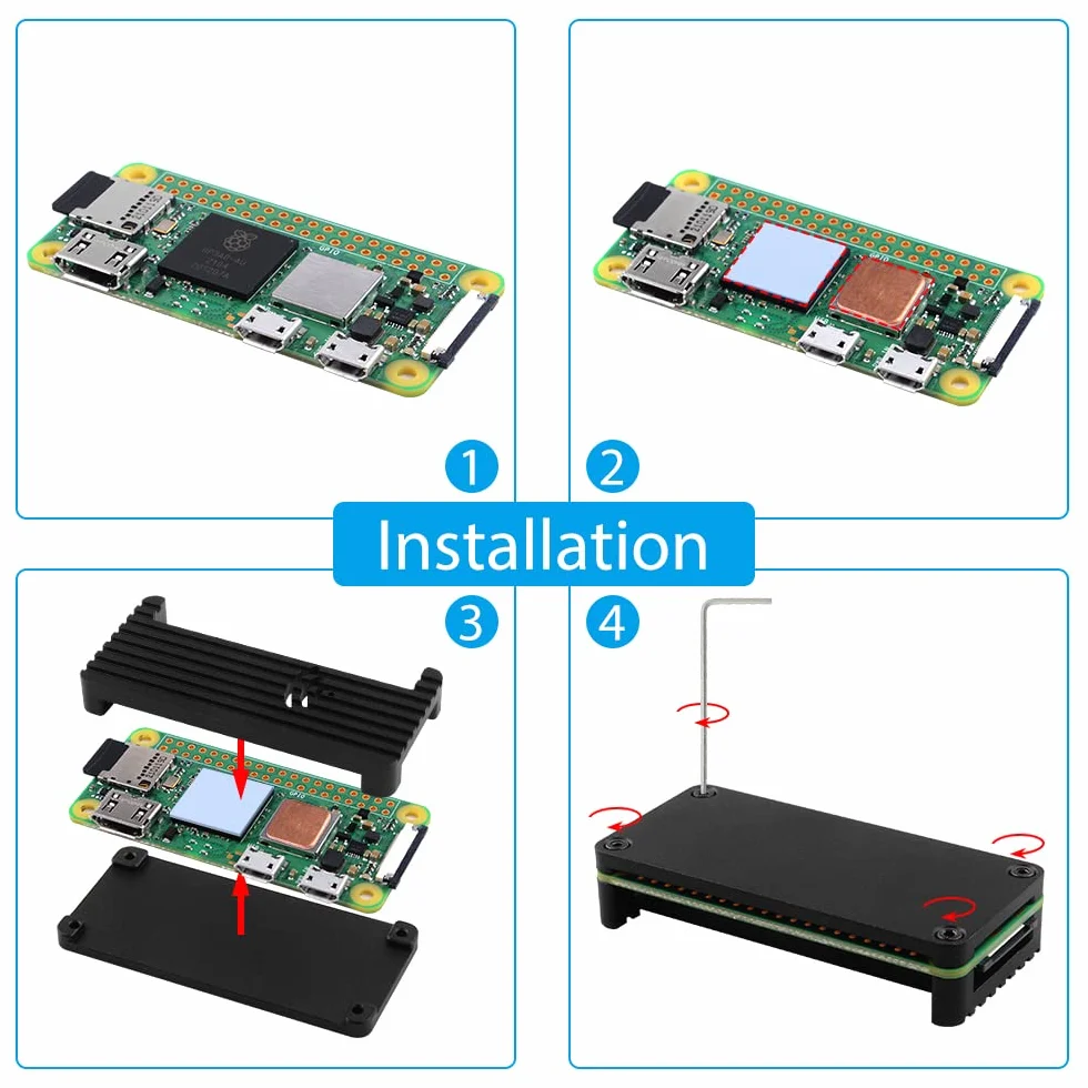 GeeekPi Zestaw obudowy dla Raspberry Pi Zero 2 W, z obudową Pi Zero,Część sieciowa, korpus chłodniczy,HUB USB,Nagłówek GPIO,Kabel OTG, Kabel do ON/Off przełącznika dla Pi Zero 2 W/Pi Zero W/Pi Zero
