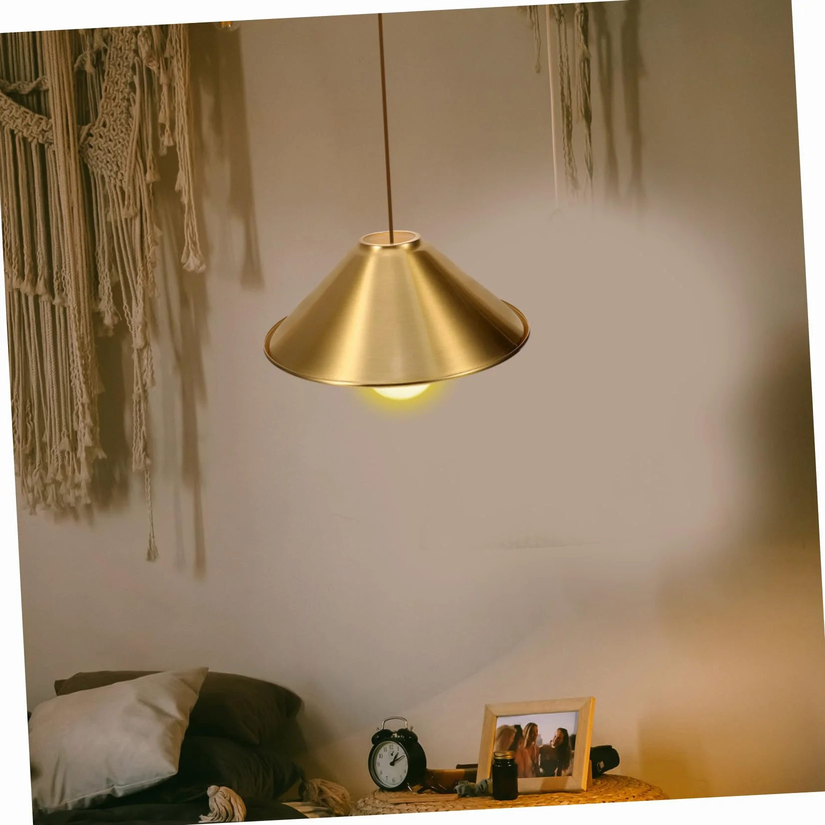 OUNONA Lampa Wisząca z Żelaza Kształcie Stożka Miedziany Klosz Dekoracyjny Abażur Do Lamp Sufitowych Idealny Do Salonu Restauracji i Barów