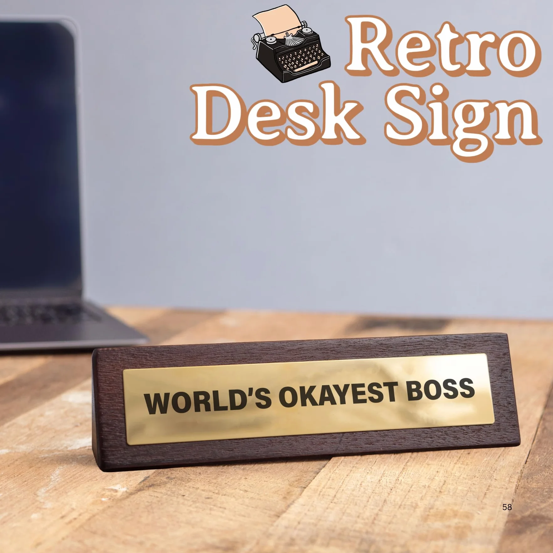 Boxer Gifts 'World's Okayest Boss Joke Desk Sign – Zabawny prezent menedżera dla tajemniczego Mikołaja – nowość artykuły biurowe