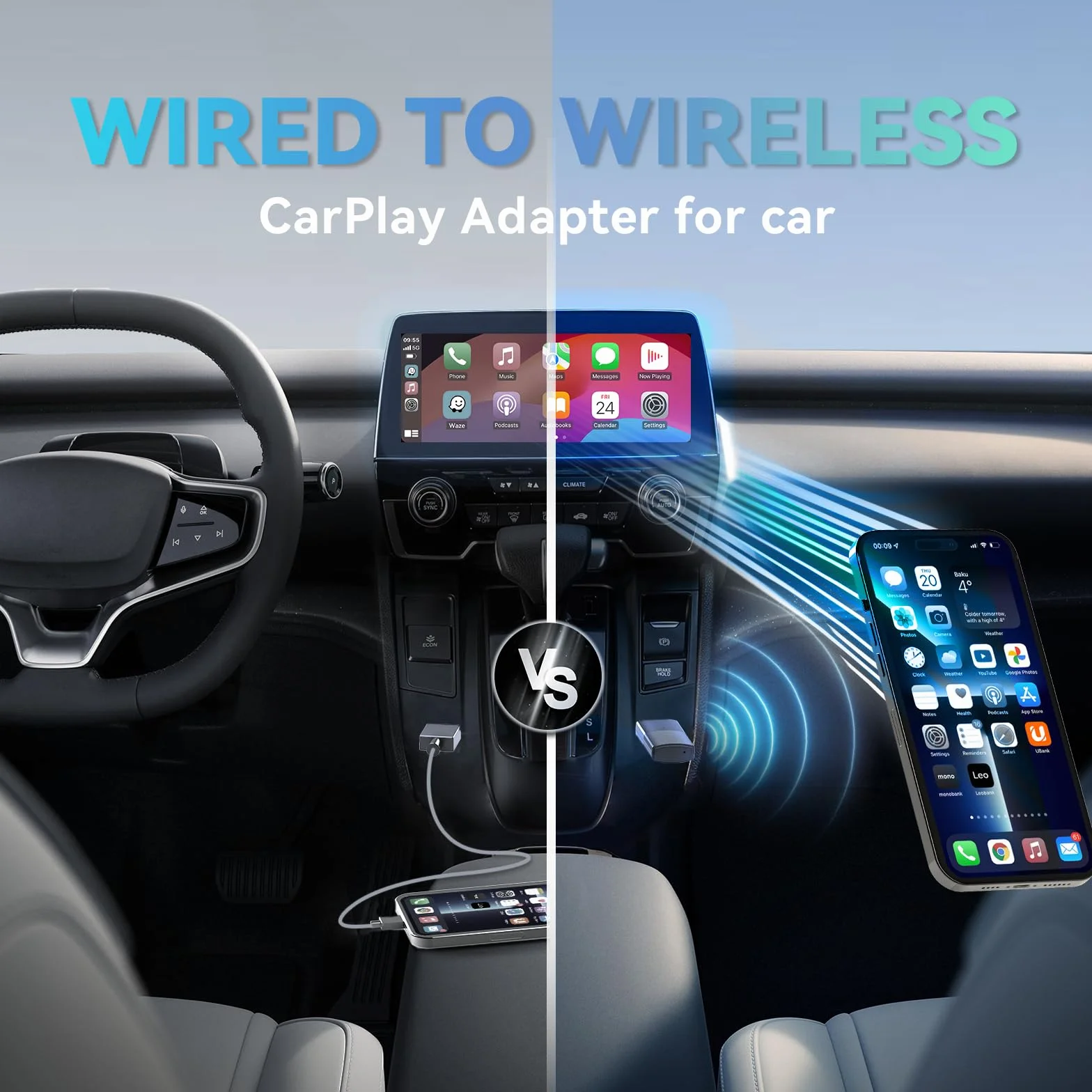 MINIX Wireless CarPlay Kompatybilny z Apple iOS 10+ Slim Edition Stabilne połączenie do konwersji Fabrycznie podłączone przewodowo na bezprzewodowy klucz CarPlay Brak opóźnień z iOS 10+ na USB C