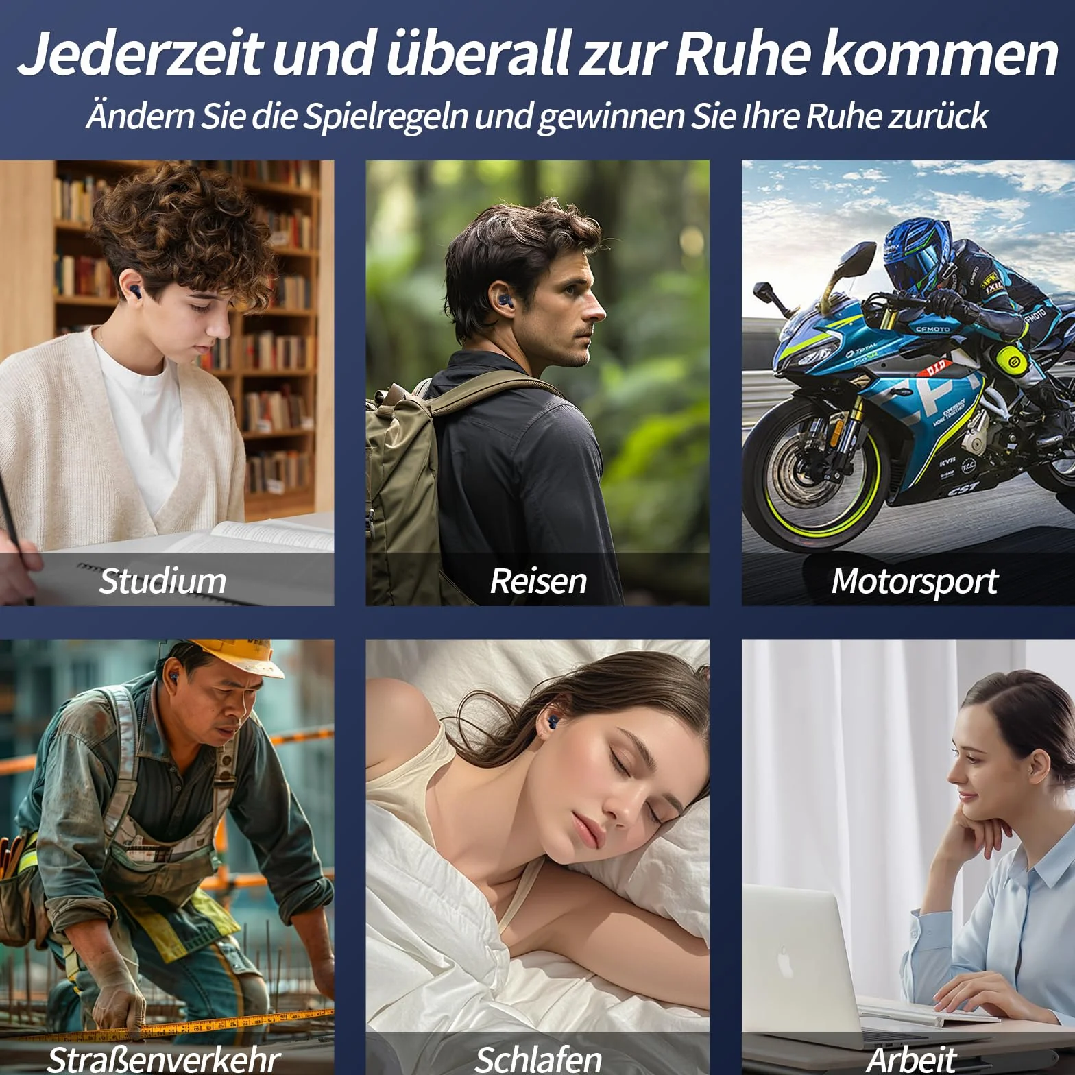Zatyczki do uszu do spania, motocyklowe zatyczki do uszu, odgłosy wiatru, 3 pary silikonowych zatyczek do uszu wielokrotnego użytku, do ochrony słuchu Artevive, do podróży, pracy, spania i koncertu