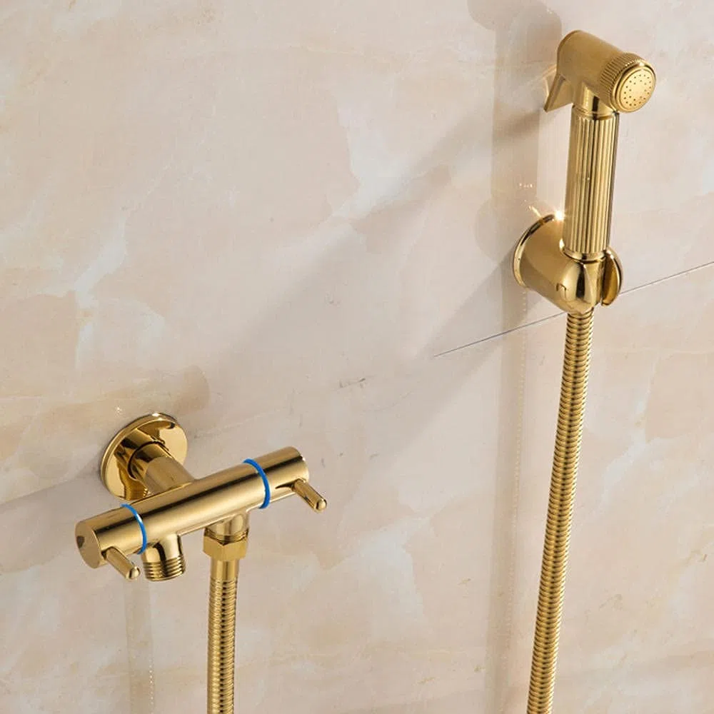 Zestaw opryskiwaczy bidetowych do toalety Złote czarne bidet kranu sprayer na ścianie zestaw toaletowy podwójny uchwyt pojedynczy otwór łazienka Beauty Comes