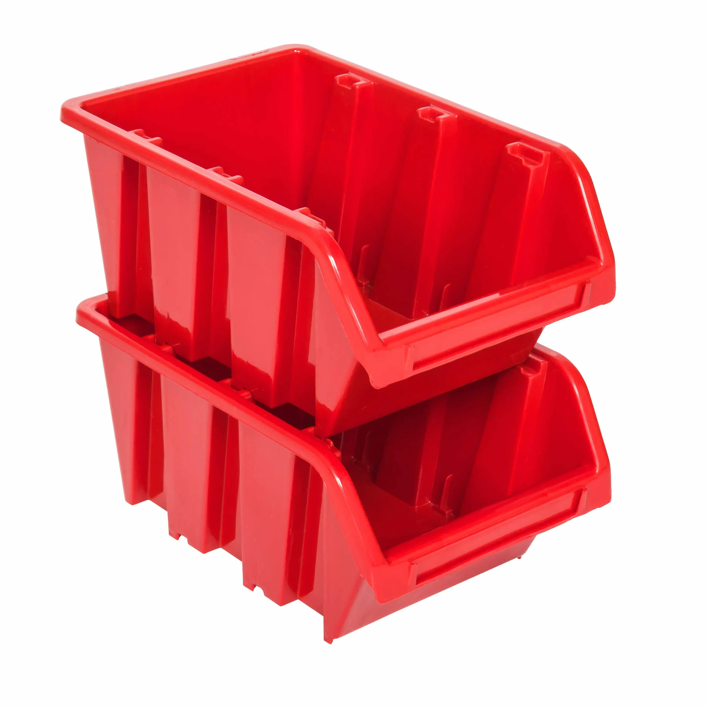 botle 5 x pudełka do układania w stos, do warsztatu, garażu, pudełka do przechowywania, pudełka do sortowania, 120 x 195 x 90 mm, czerwone, z tworzywa sztucznego, możliwość układania w stos