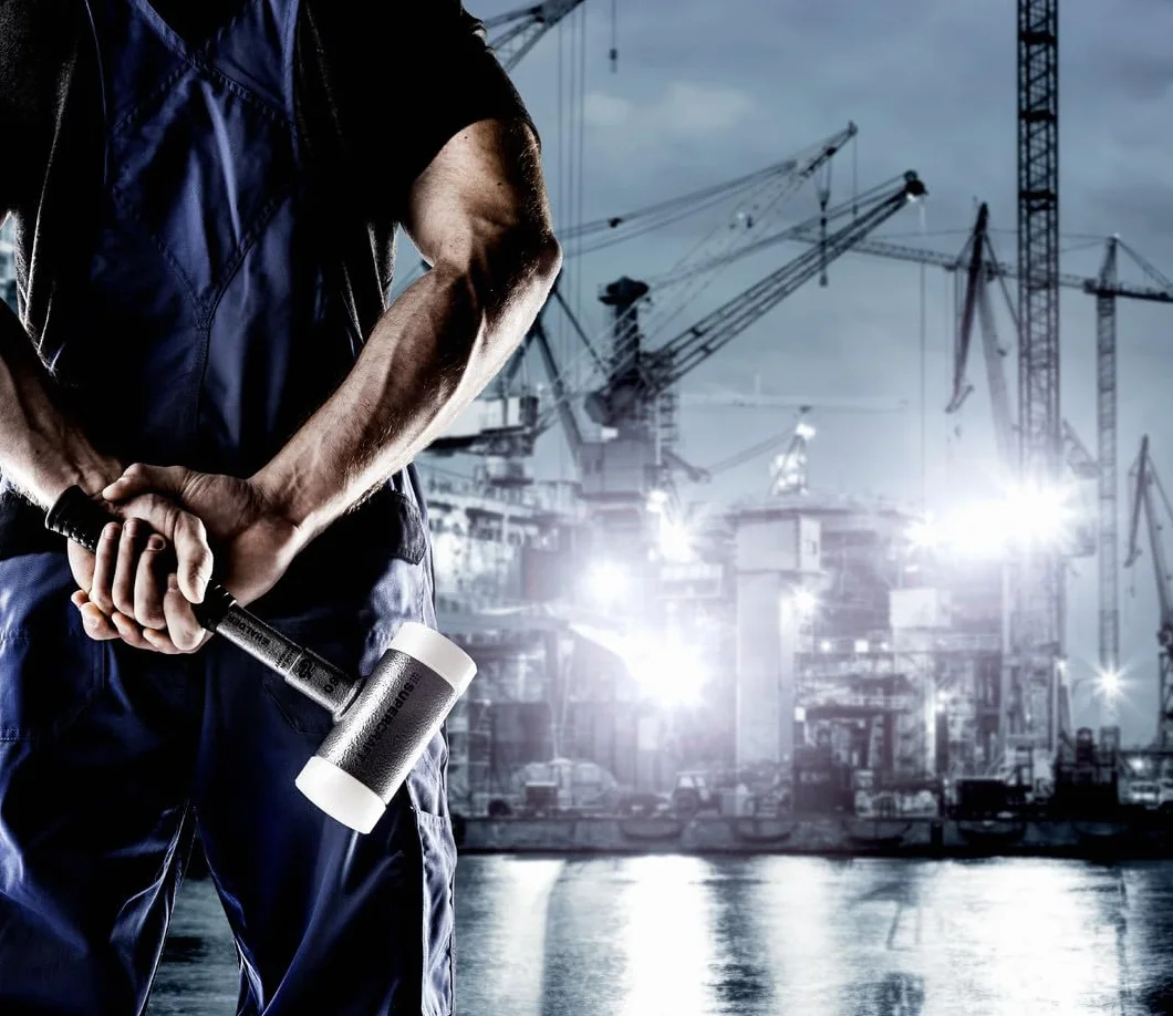 Supercraft młotek ochronny, z odpornym na pęknięcia trzonkiem z rur stalowych i ergonomicznie ukształtowanym, antypoślizgowym uchwytem | śr. = 50 mm | 3377.050