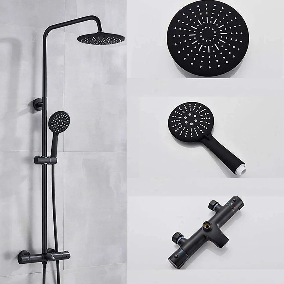 System prysznicowy Bateria łazienkowa Chrome Deszczownica Głowica termostatyczna do wanny Ścienna wanna Prysznic Mixer Tap Bateria prysznicowa Zestaw prysznicowy, termostatyczny chrom