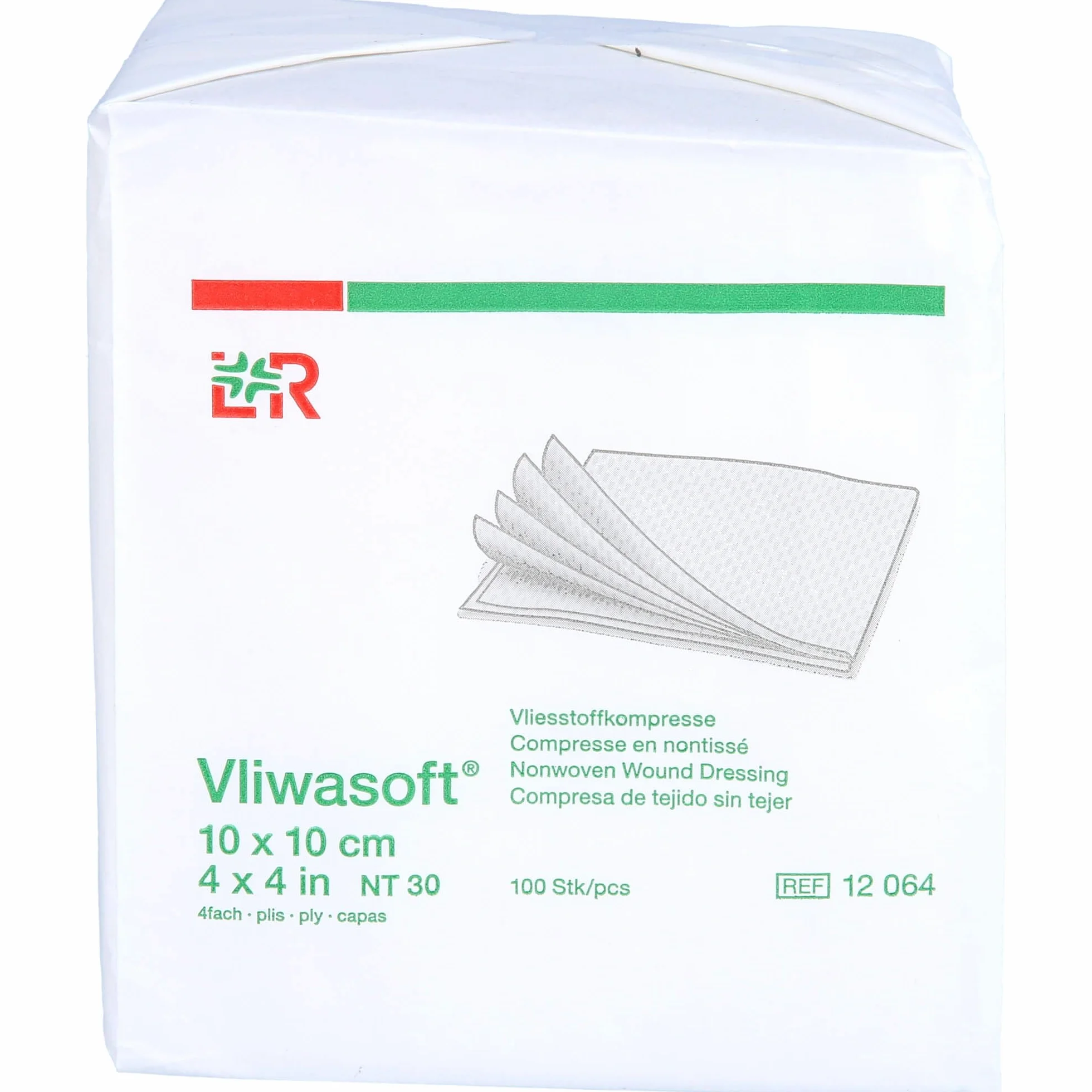 Vliwasoft 12064 opatrunki, niesterylne, 4-warstwowe 10 cm x 10 cm (100 szt.)