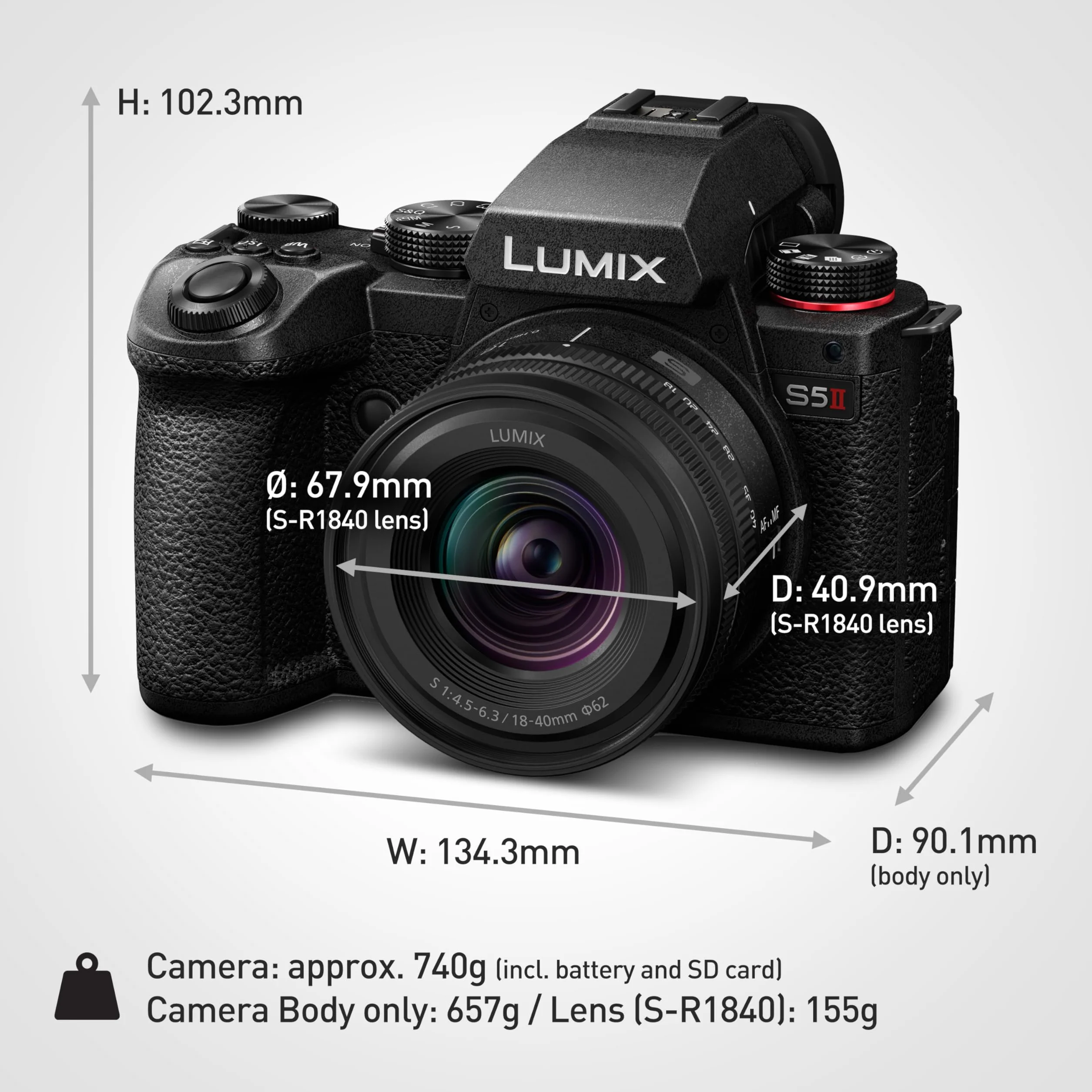 Panasonic Lumix DC-S5 II Pełnoklatkowy Aparat Bezlusterkowy 18-40mm 4K 60P 6K 30P Czarny