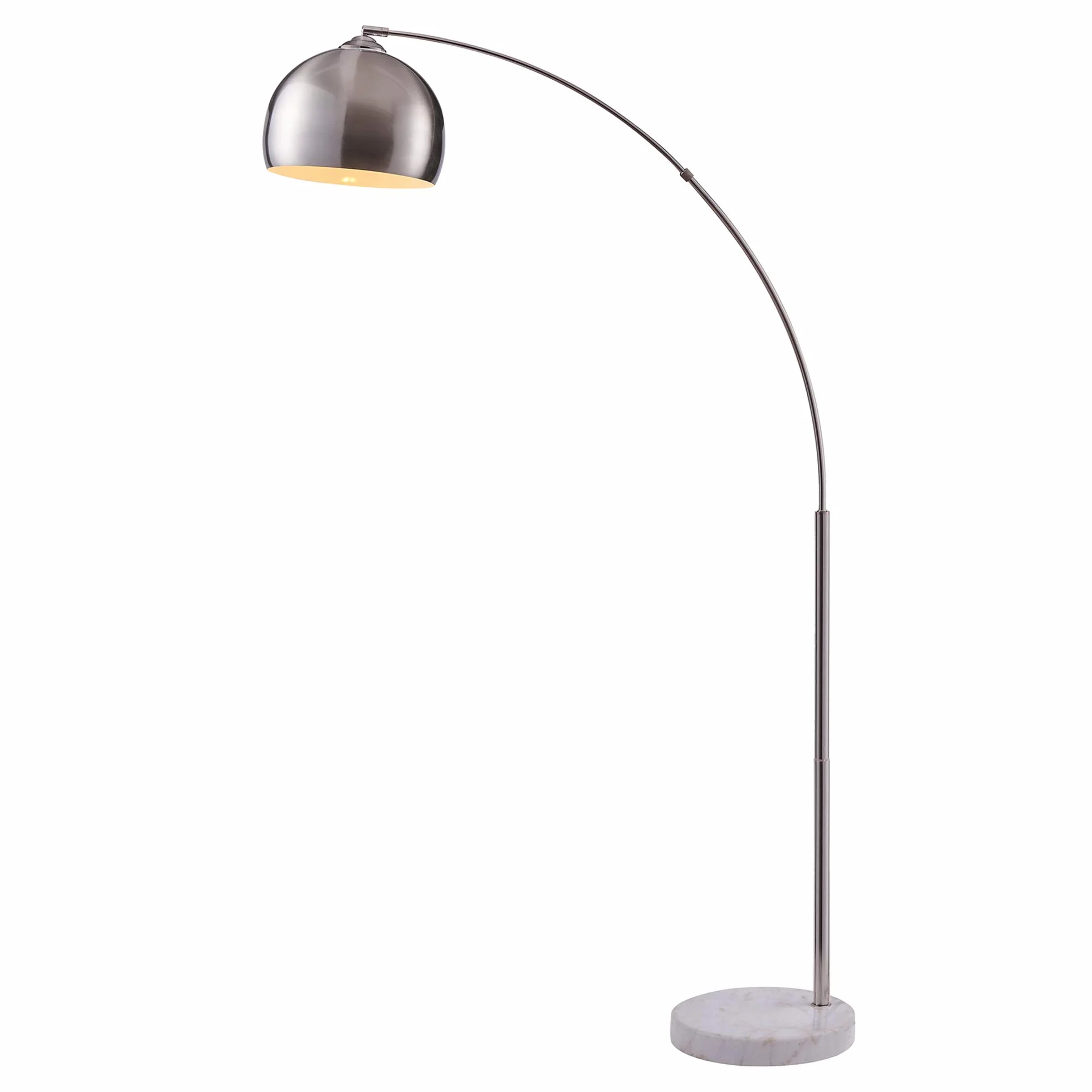 Teamson Home ?ukowa Lampa Pod?ogowa Arquer z Marmurow? Podstaw? i Niklowym Kloszem VN-L00010BN-EU