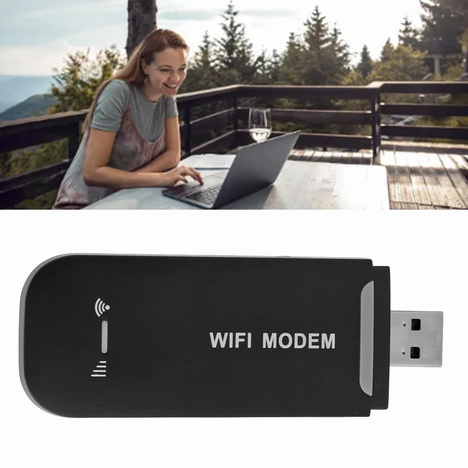 Zunate Hotspot USB 4G LTE, modem Wi-Fi, szybka karta sieciowa USB z gniazdem karty SIM, przenośne Wi-Fi typu Plug and Play do laptopa Komputer stacjonarny (czarny)