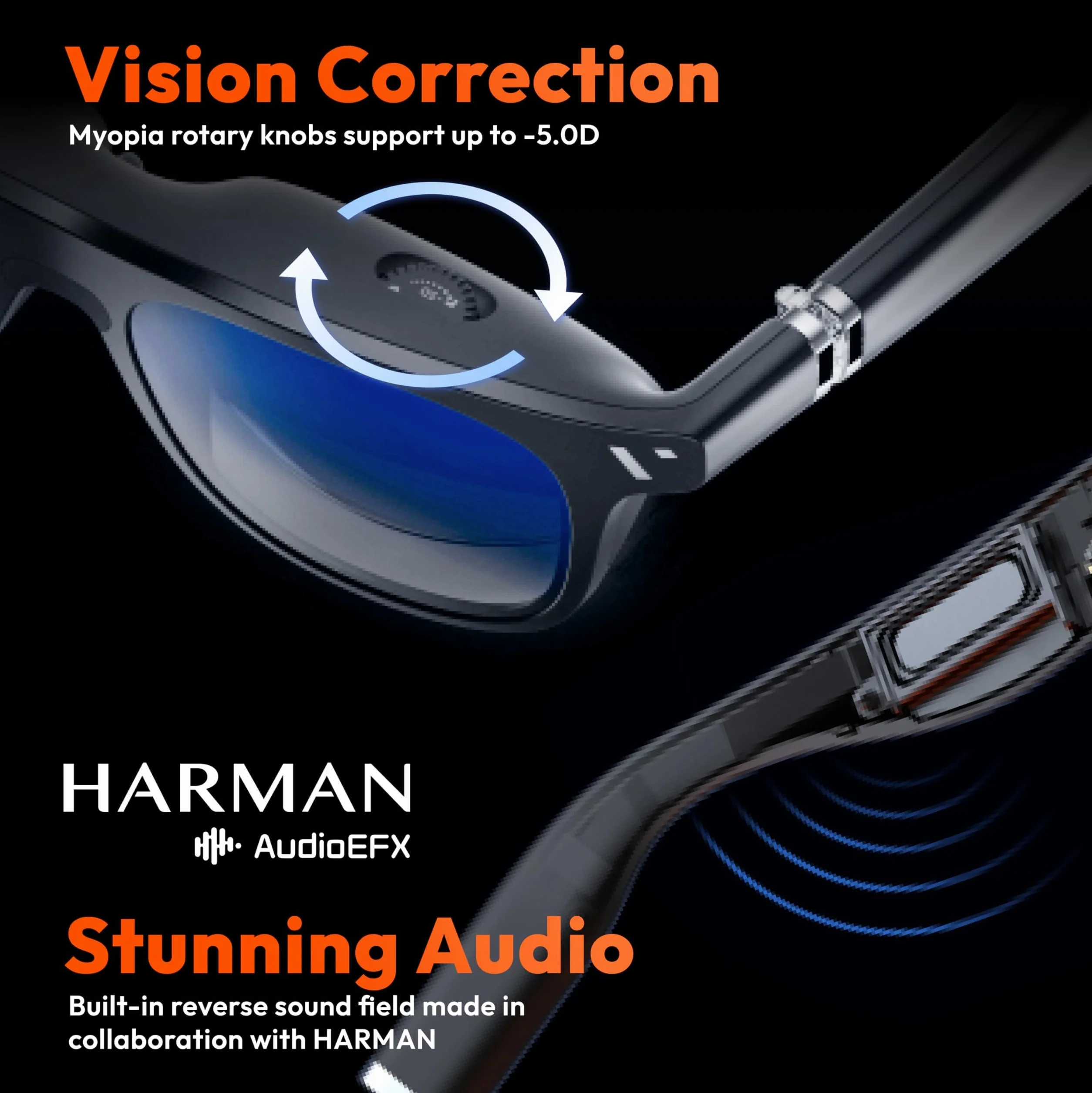 Okulary VITURE One Lite XR 120" Full HD dźwięk Harman AR pasujące do iPhone 16/15 Steam Deck ROG Ally PC Android regulacja krótkowzroczności