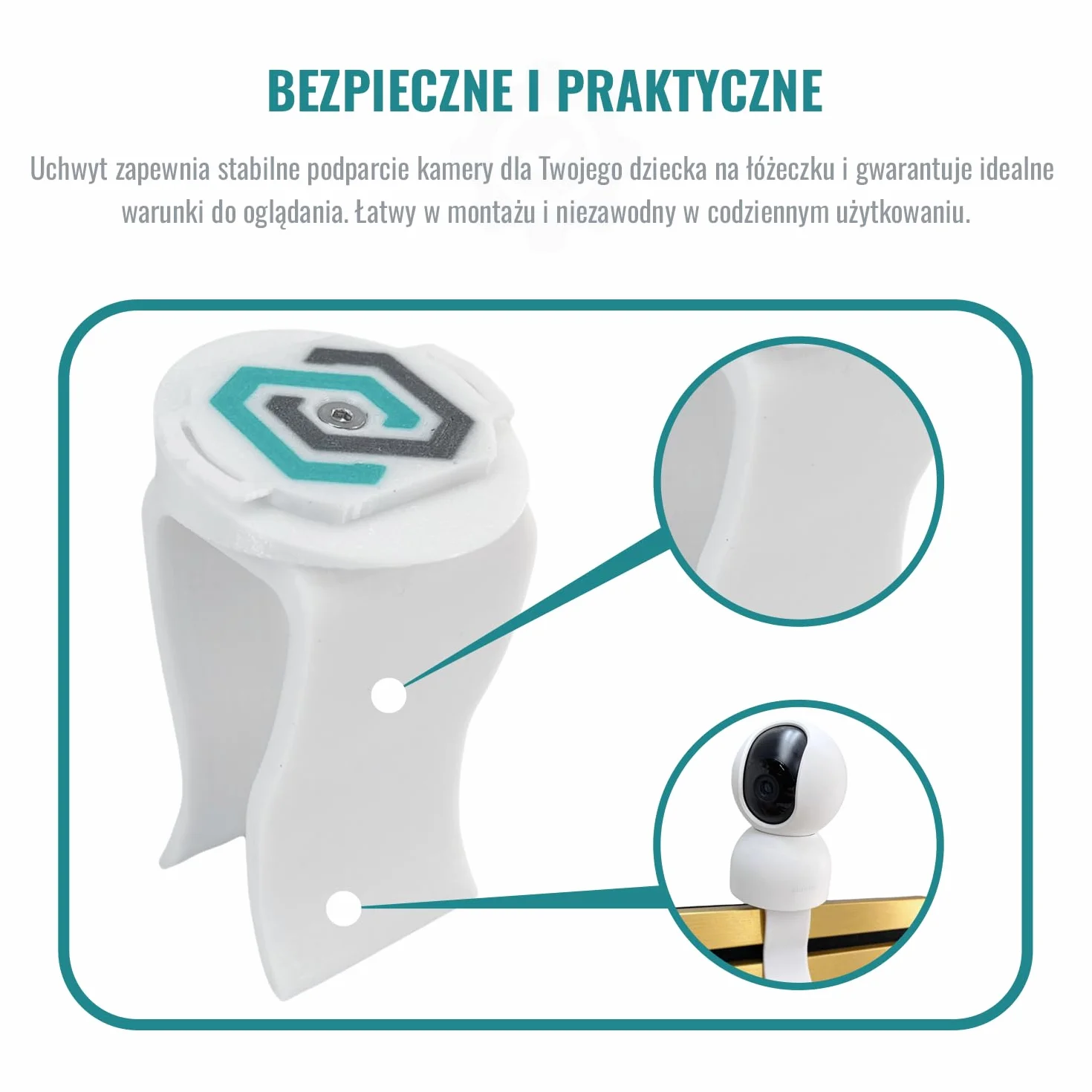 Uchwyt na kamerę Xiaomi C200 C300 C400 C500 C500 Pro C700 regulowany do 40 mm biały