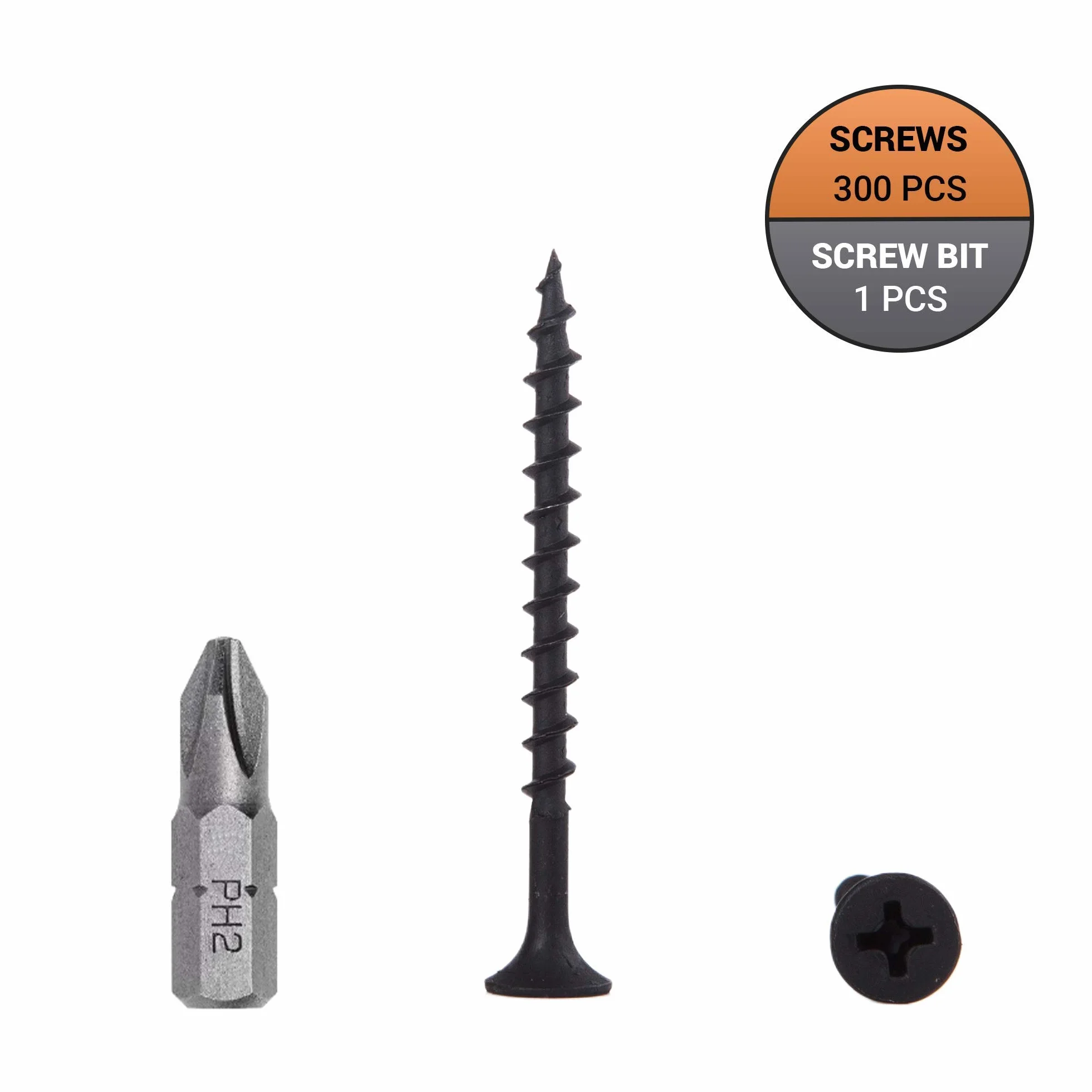 (opakowanie 300 szt.) Wkręty do płyt gipsowo-kartonowych z czarnego fosforanu, 3,5 x 45 mm, śruby do drewna, głowica krzyżakowa, łączniki do płyt wiórowych (300, 3,5 x 45 mm)