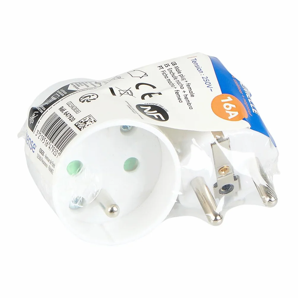 Wtyczka elektryczna męska żeńska 16A 230V biała złącze