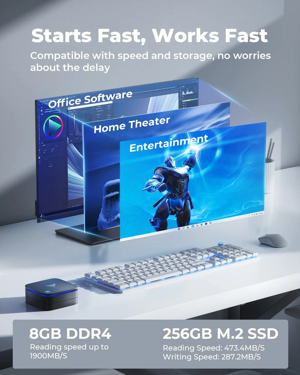 NiPoGi Mini PC Windows 11 Pro 8 GB DDR4 256 GB SSD Alder Lake N95 4K Dual Display WiFi