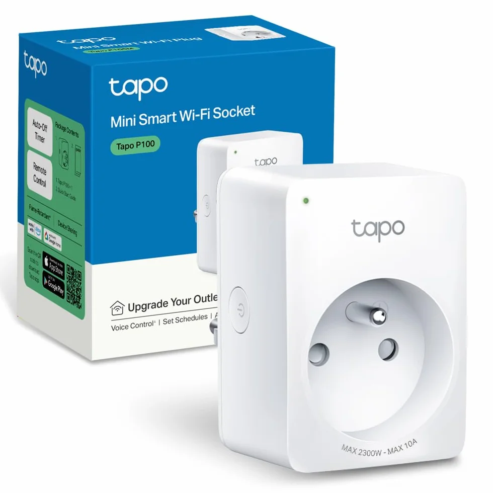 Tapo Gniazdo WiFi, inteligentne gniazdko kompatybilne z Alexa i Google Home, typ 10 A, typ E, sterowanie wentylatorem, ekspresem do kawy, lampą zdalną, nie wymaga koncentratora, Tapo P100(FR) 1