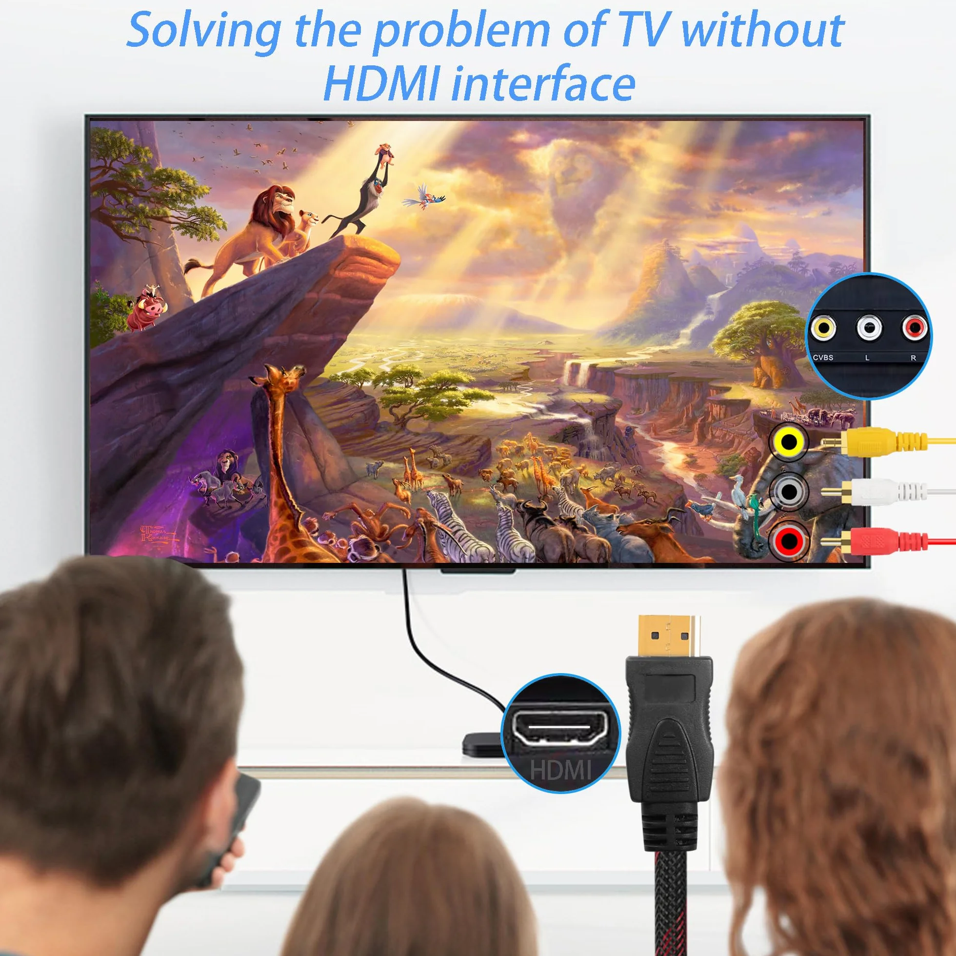 YAODHAOD Adapter HDMI do 3RCA, konwerter audio kompozytowy, do HDTV, DVD, LCD (5FT)