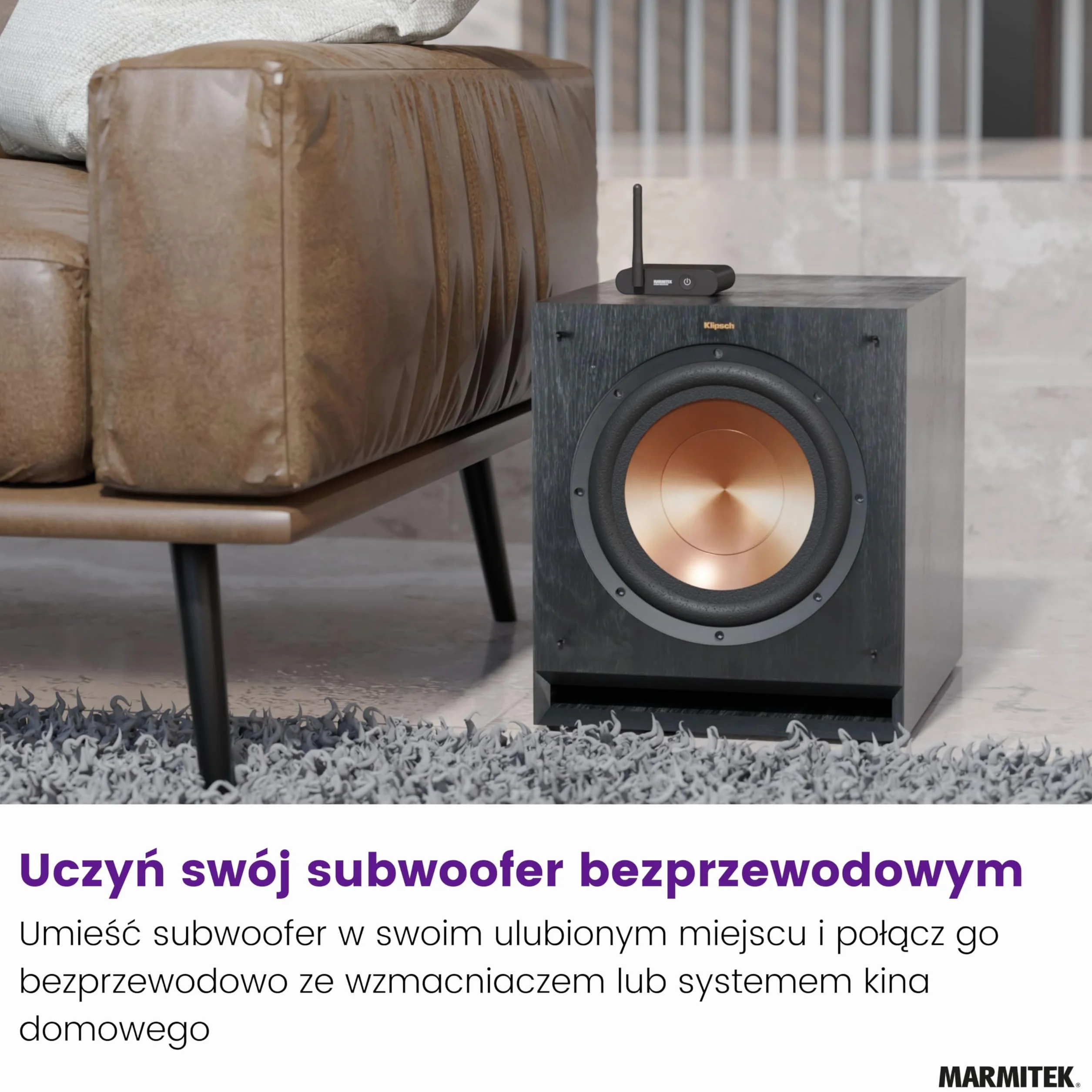 Bezprzewodowy zestaw do subwoofera Marmitek WS400 - Bas bez kabli - Cyfrowa transmisja 2,4 GHz RCA/LFE nadajnik odbiornik - Niska latencja - kino domowe | Bezprzewodowy aktywny subwoofer – podłączenie przez LFE lub RCA, Plug & Play, transmisja bez zakłóce