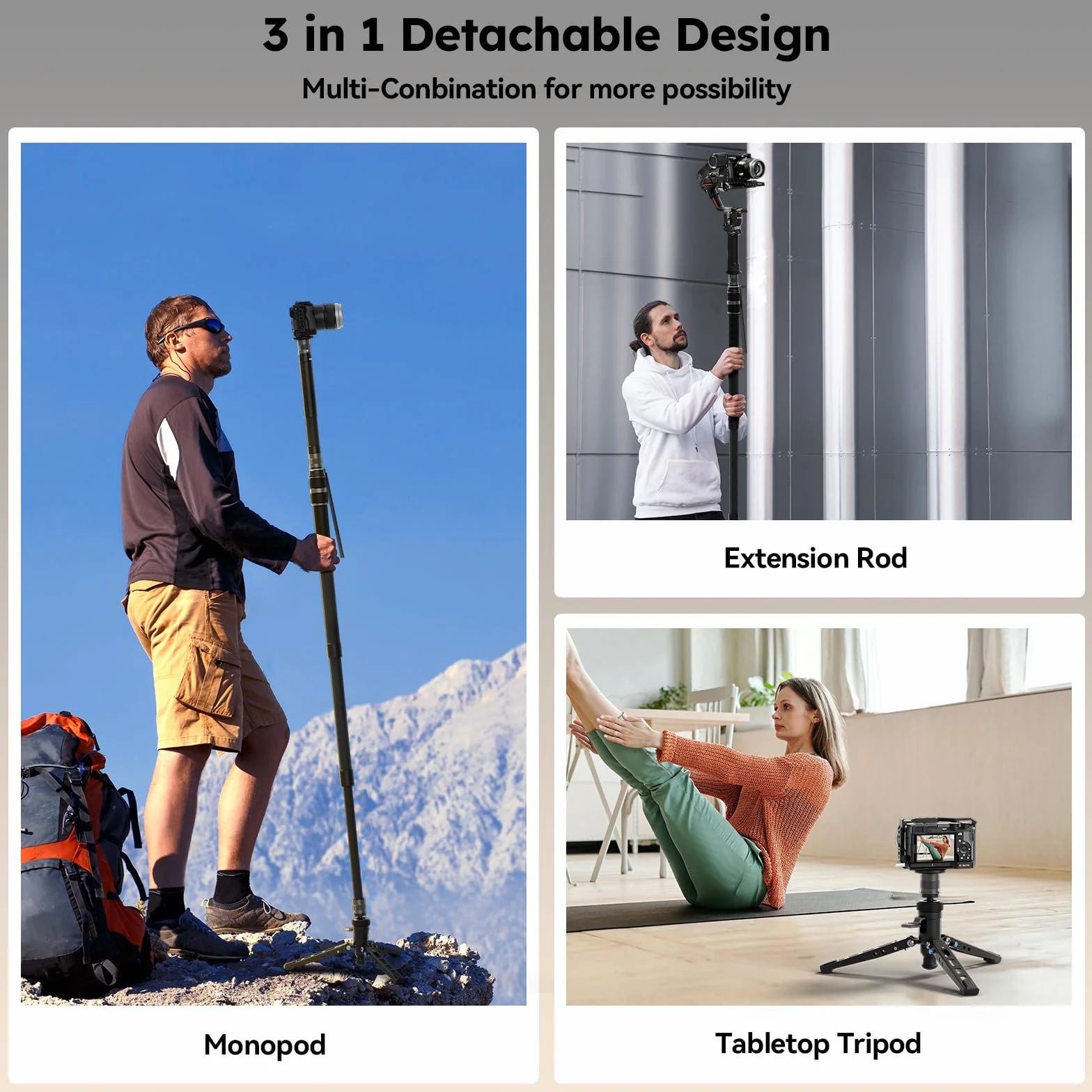 SIRUI Monopod z włókna węglowego 144,8 cm, 10 kg, jednostopniowa regulacja wysokości