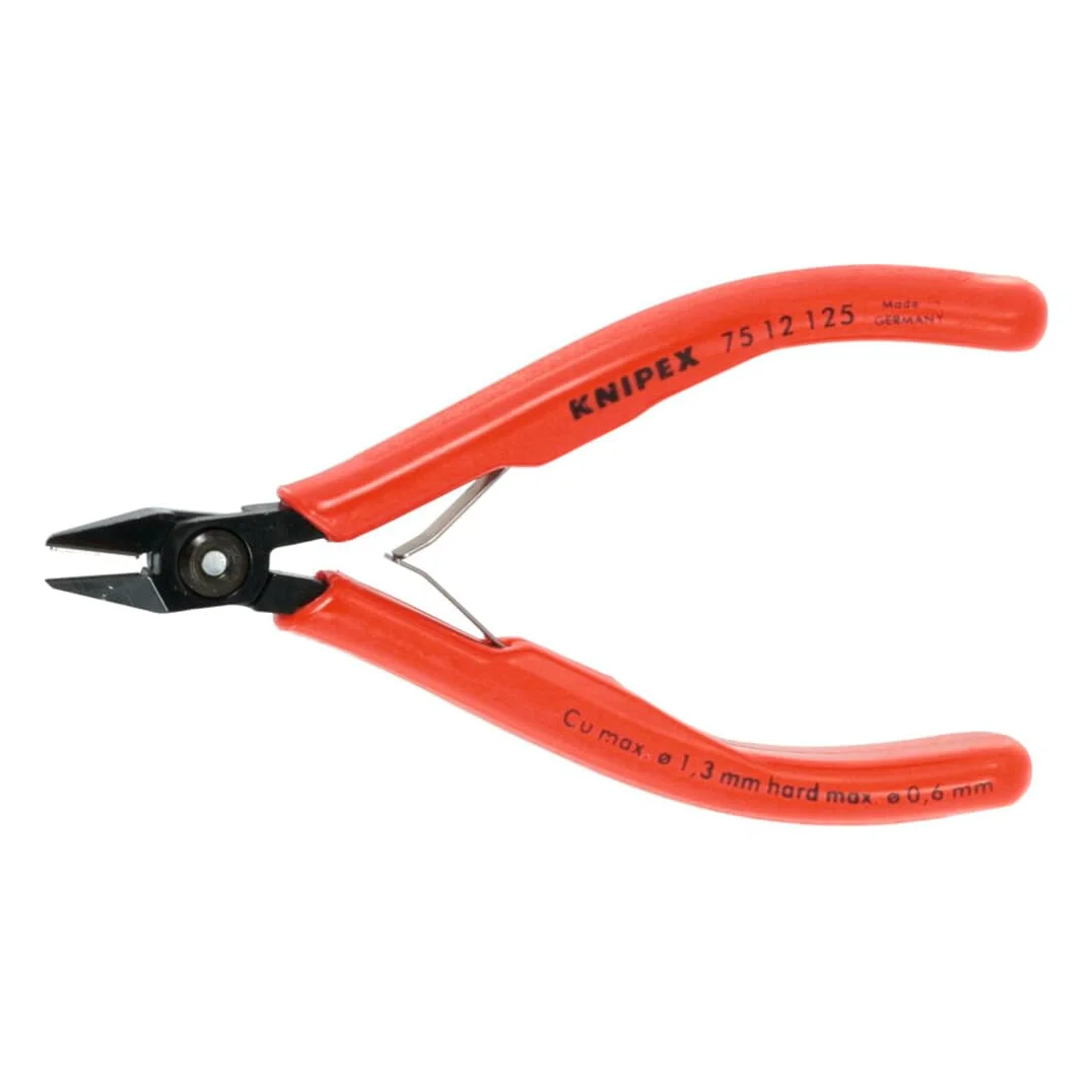 Knipex Elektroniczne szczypce tnące boczne, spiczasta głowica z uchwytem drucianym 125 H
