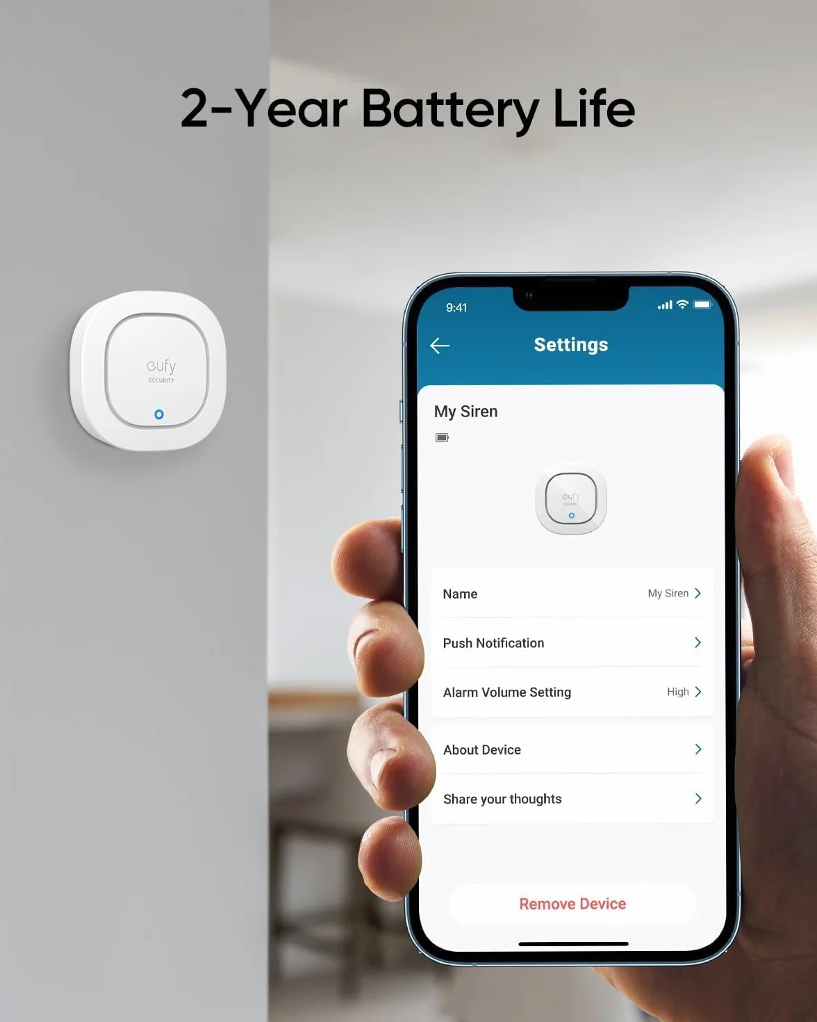 eufy Security Siren, bezprzewodowy alarm 105 dB, odporność na warunki atmosferyczne IP65, zdalne powiadomienia, wymagana baza HomeBase, kompatybilny z HomeBase S380 i S280, sterowanie aplikacją