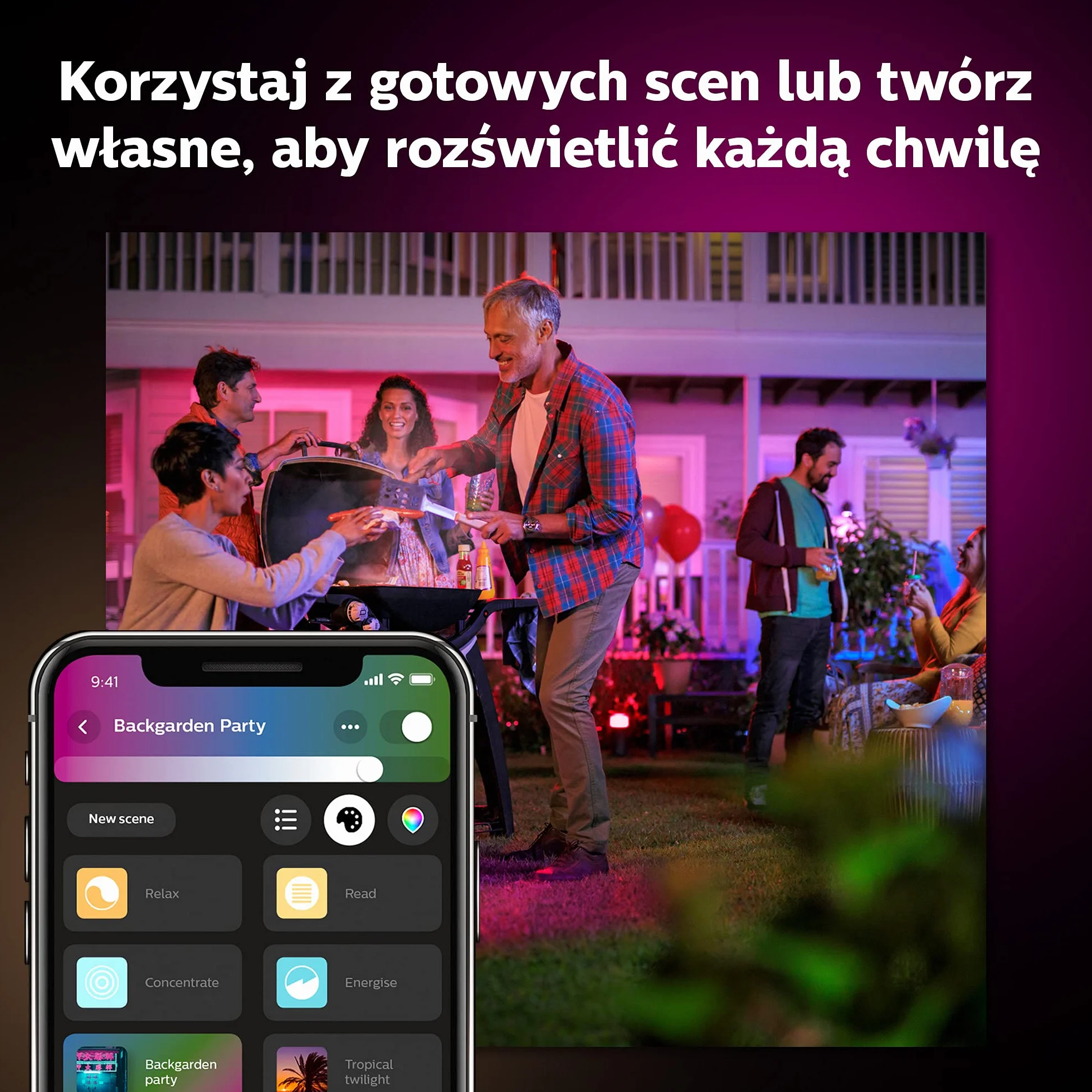 Philips Hue White and color ambiance Taśma LED 2 m – tereny zewnętrzne Taśma LED 1 × 2 m Białe i kolorowe światło Zasilacz w zestawie Inteligentne sterowanie dzięki mostkowi Hue Bridge*