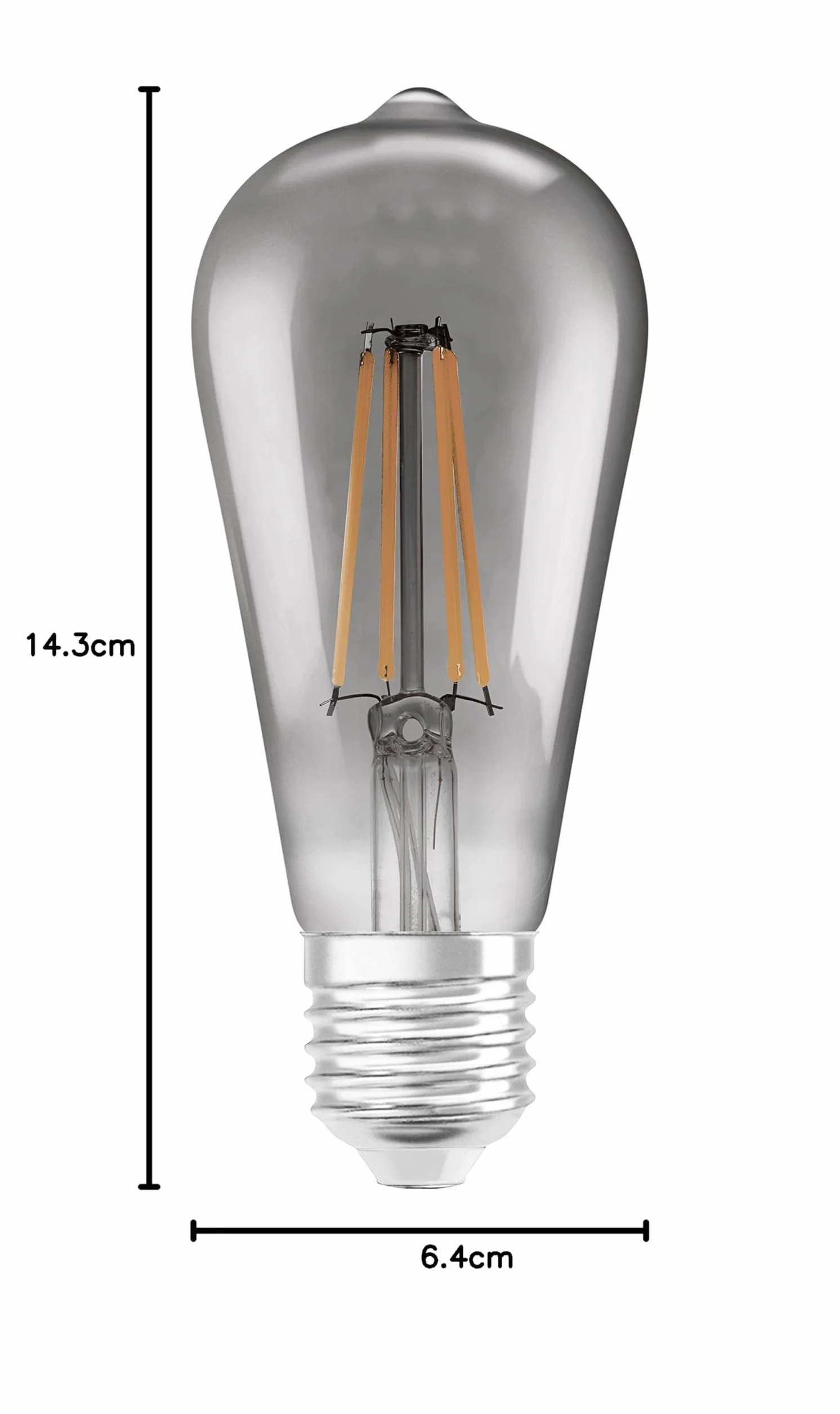LEDVANCE Smart żarówka LED z Wifi, trzonek E27, ściemnianie, ciepła biel (2500K), kształt Edison, przezroczysty żarnik w przydymionym szkle, możliwość sterowania za pomocą Alexa, Google i aplikacji