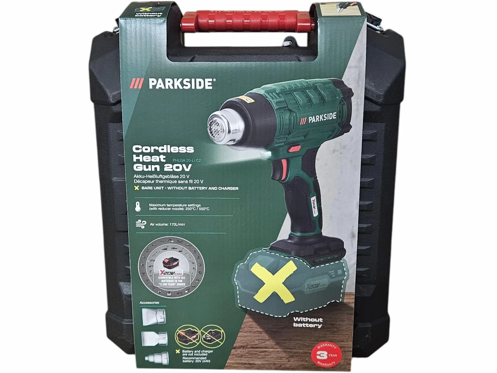 Parkside 20V PHLGA 20-Li A1 bezprzewodowy pistolet na gorące powietrze