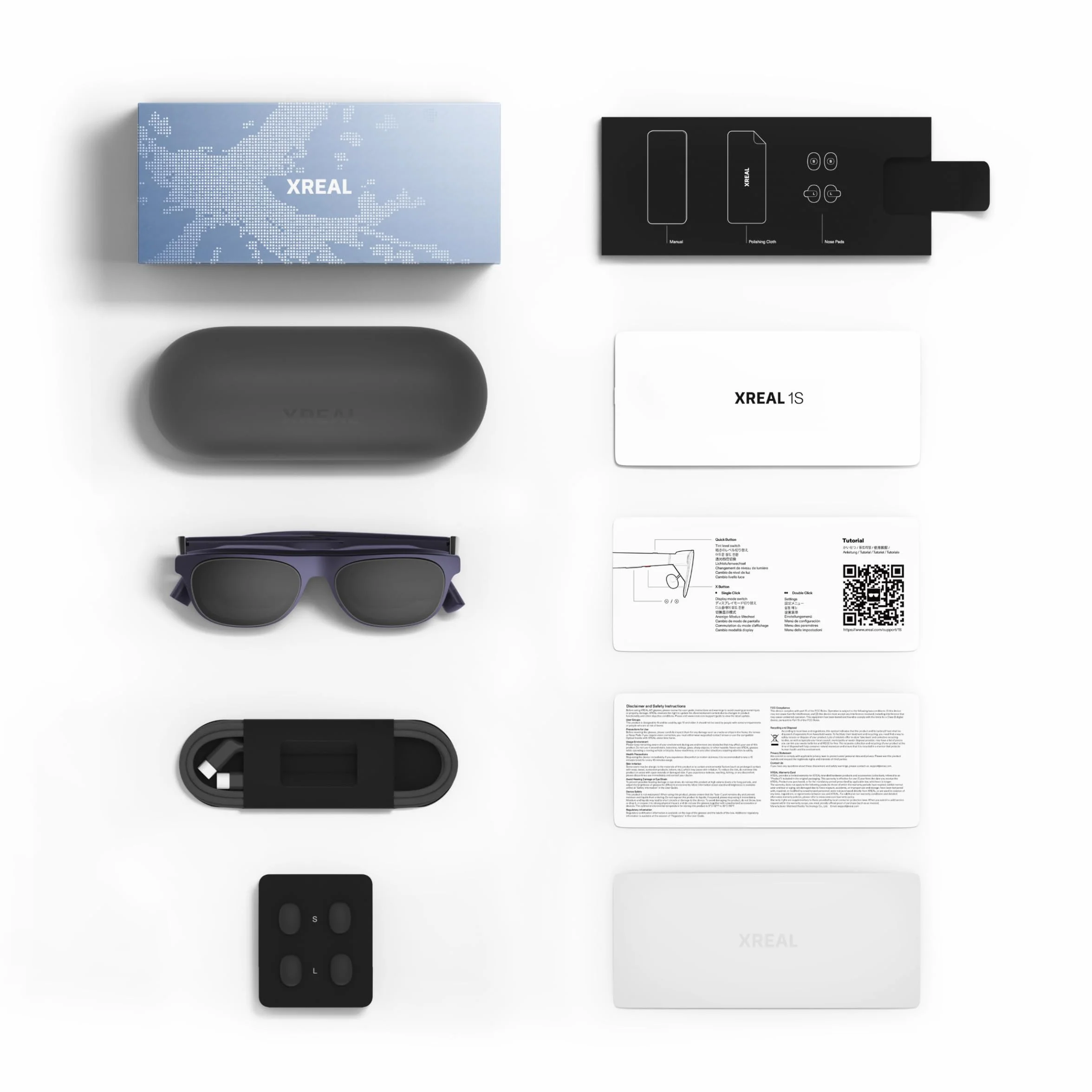 XREAL 1S AR/XR Okulary, 500" Ekran Wirtualny, Pole Widzenia 52°, Natywny 3DoF, REAL 3D AR Okulary z Chipem X1, Obsługują Wszystkie Urządzenia USB-C DP i iPhone 17/16/15, ROG/SteamDeck