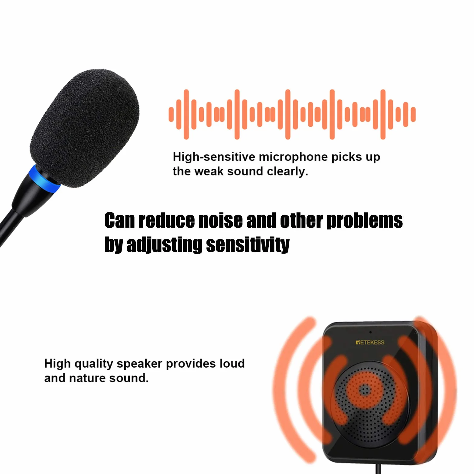 Retekess TW106 Okno Walkie-Talkie Intercom System, Bankowy Intercom, 2-Drożny Domofon Okienny do Szkoły, Okna Biletowego, Gabinetu Lekarskiego, Kliniki, Banku
