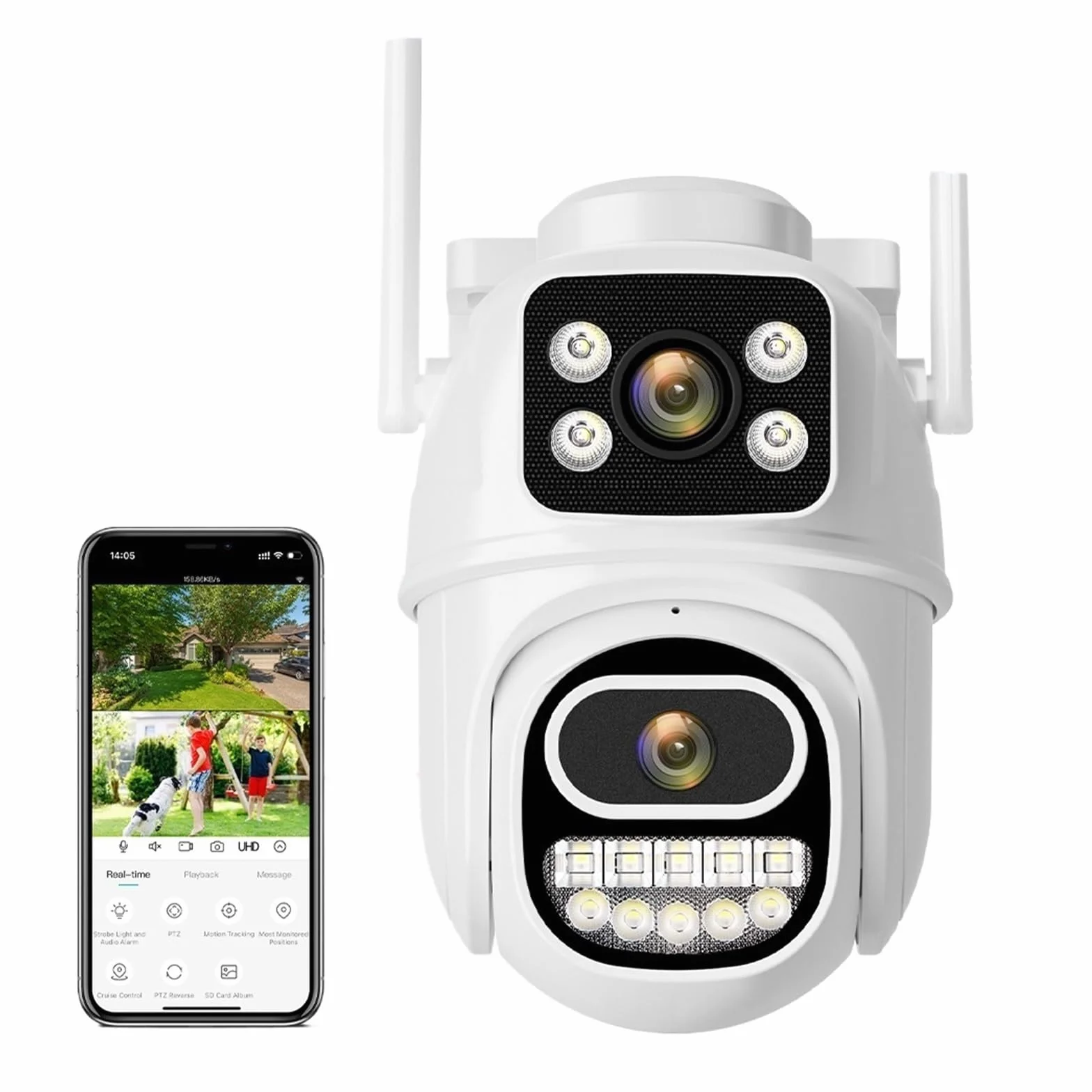 Kamera IP WIFI 6 MP, podwójny obiektyw, ekran, kamera do monitoringu zewnętrznego PTZ, wykrywanie osób, noktowizor, ochrona bezpieczeństwa,Spokój ducha zawsze(6MP PTZ WIFI Camera)