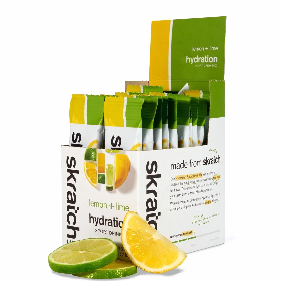 SKRATCH LABS Sport Hydration Drink Mix | Kohlenhydrate, Elektrolyte Pulver | 20x22g | Zitrone + Limette | Ausdauer, Training, Wettkampf | Glutenfrei, Vegan