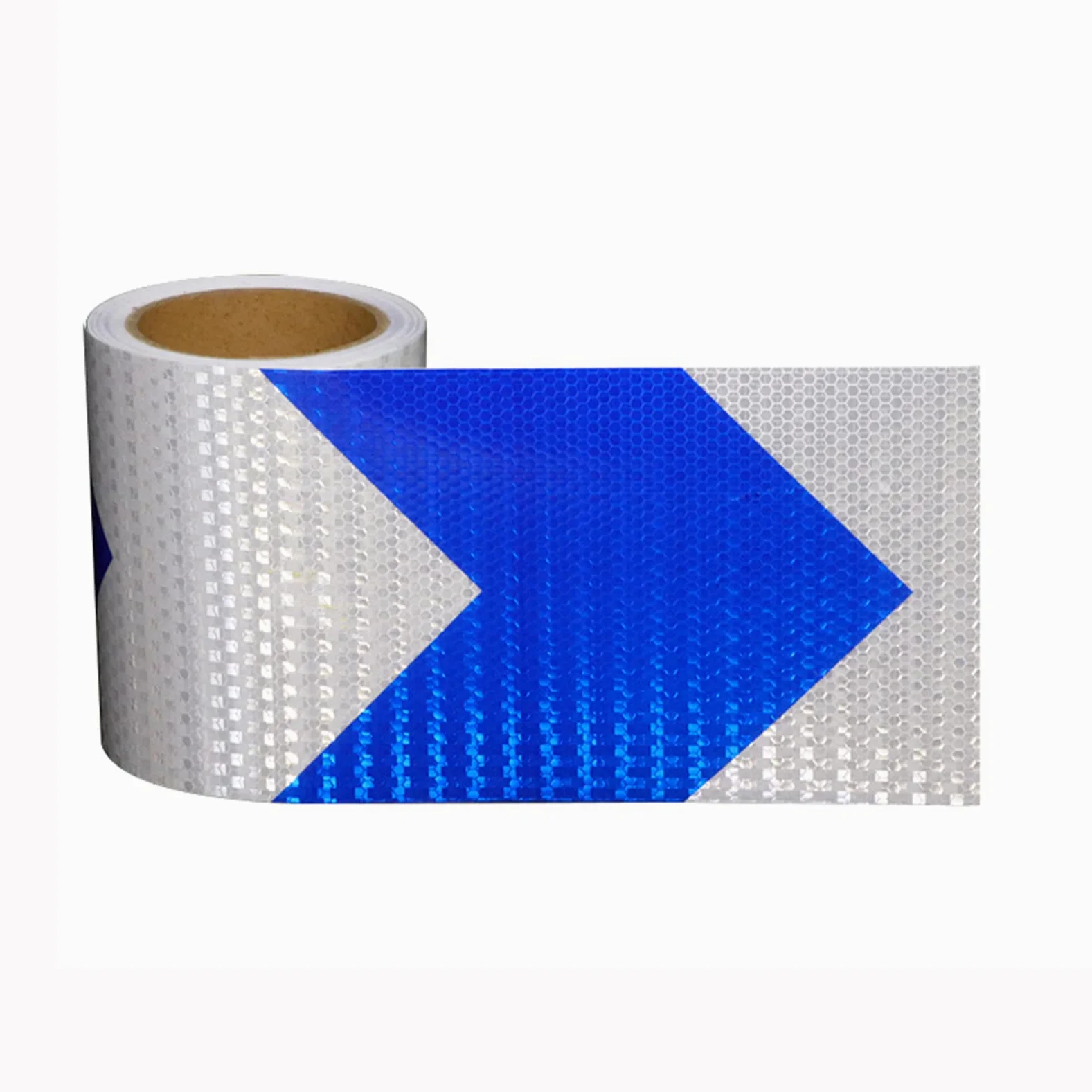 Taśma odblaskowa, Taśma ostrzegawcza ze strzałkami o wymiarach 10 metrów x 15 cm, samoprzylepna odblaskowa naklejka o dużej intensywności do samochodu ciężarowego(Blue White)