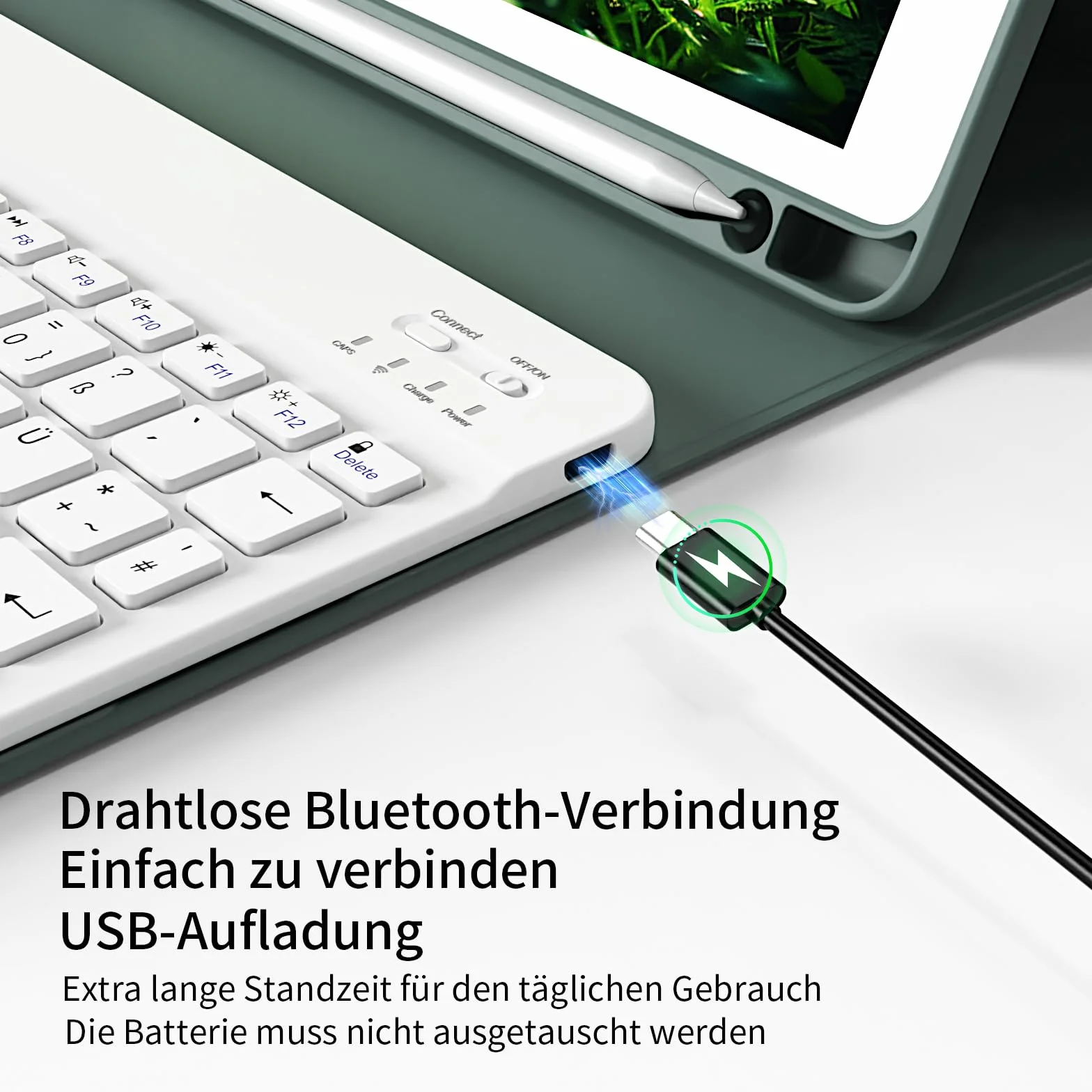 Etui z klawiaturą do iPada 9/8/7 generacji 10,2 cala TPU Bluetooth QWERTY zielony