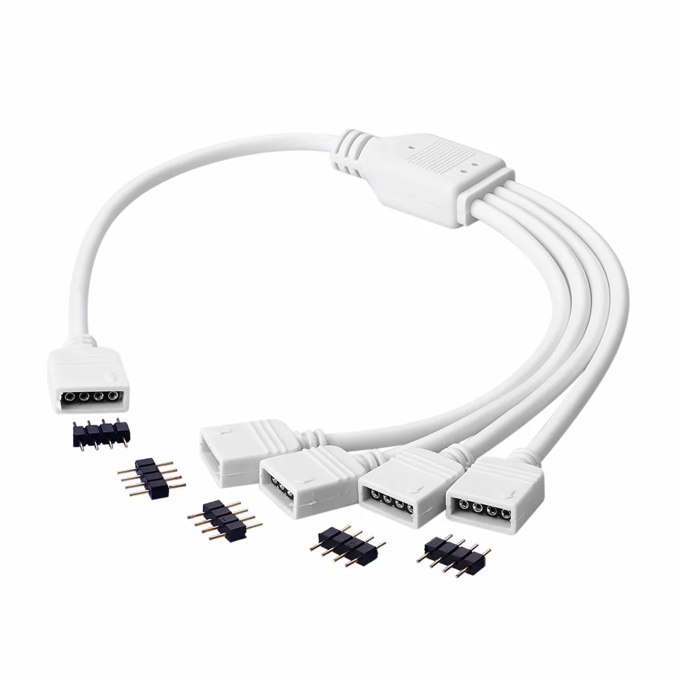 Sienoc Rozdzielacz 4-biegunowy, kabel przyłączeniowy 1 do 4 portów do taśmy zmieniającej kolor LED RGB