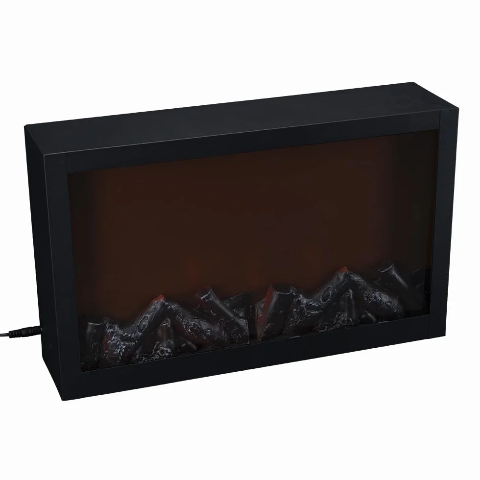 Kominek LED, dekoracyjny ogień elektryczny, bez ogrzewania, realistyczny efekt ognia / płomienia, 41 x 10 x 25 cm, z funkcją timera (6 godzin włączony, 18 godzin wyłączony)