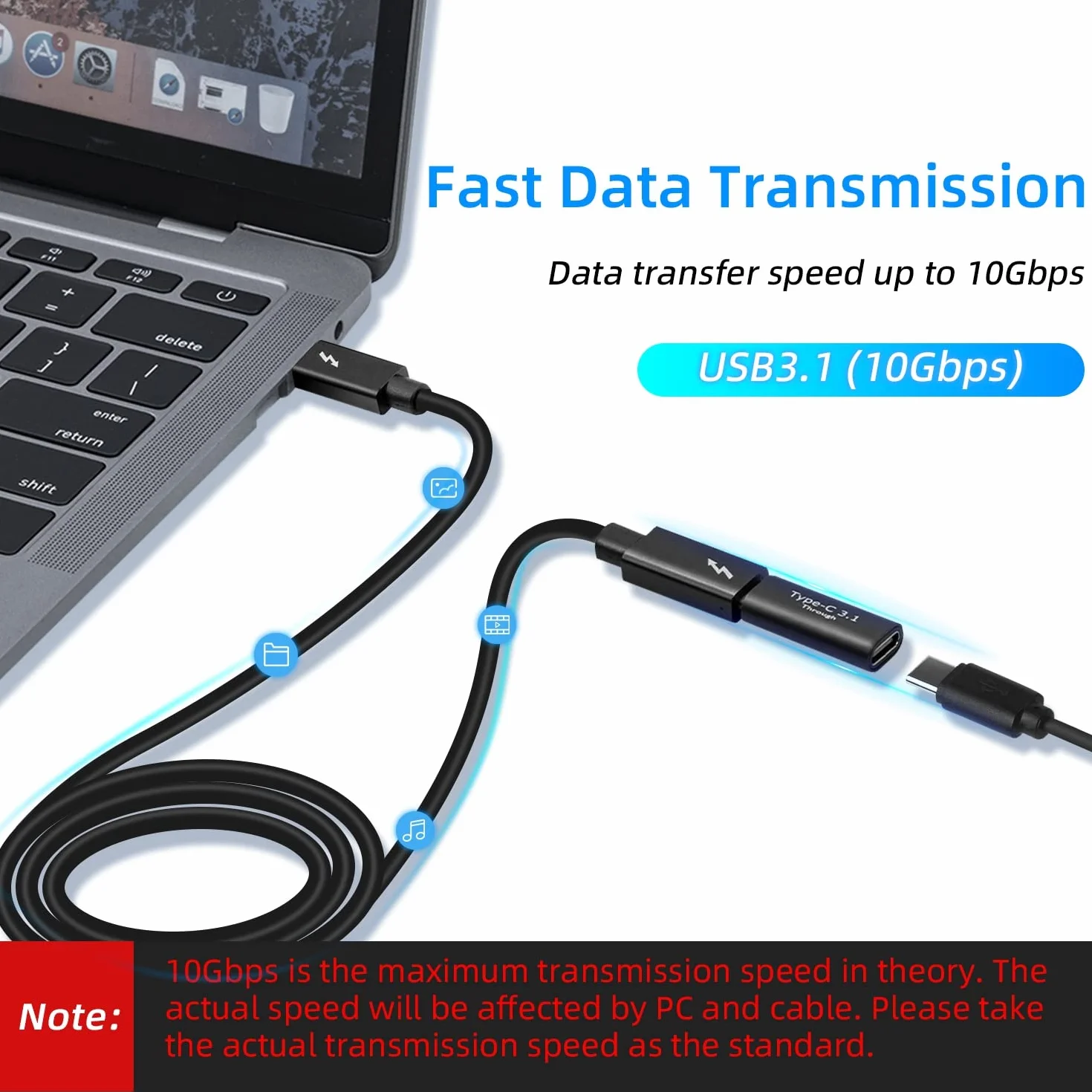Adapter USB C żeński na żeński, 2 szt. USB C 3.1 Obsługa wideo i audio 4K Szybkie ładowanie i transfer danych 10 Gb/s, przedłużacz do przełączników, PS5, S21, laptopów, tabletów, telefonów