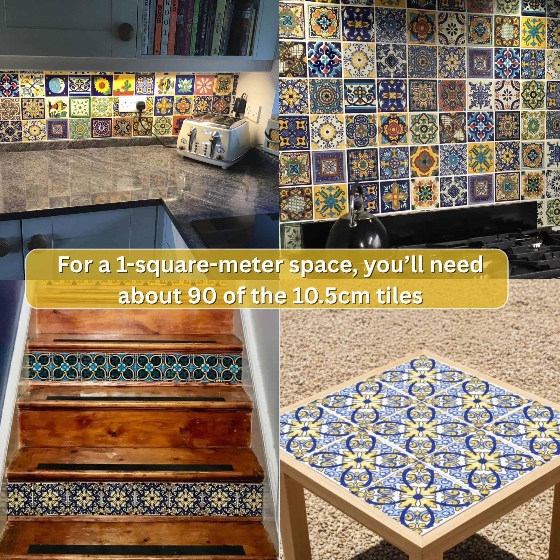 Ceramiczna meksykańska płytka - 10,5 cm - ręcznie wykonana i etycznie wymieniona przez Tumia LAC, 10.5 x 10.5 cm