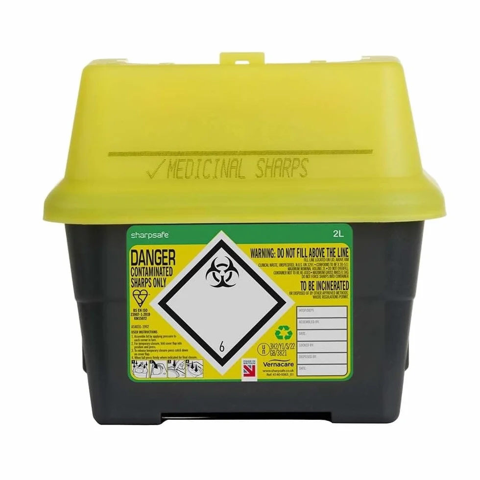 Sharpsafe 2 litry 5. generacji, żółty/szary - ostre odpady kliniczne