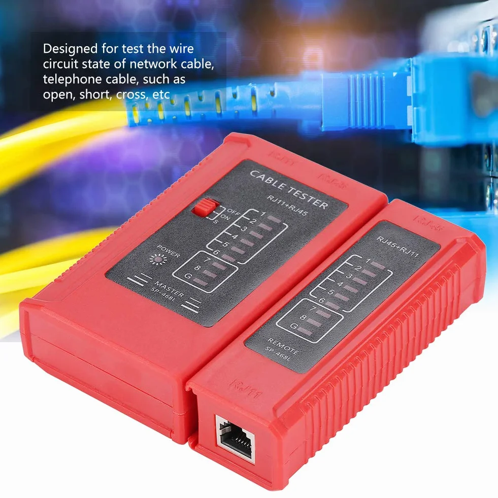 Tester Kabli Sieciowych WZ-468 - Test Przewodów RJ45 i RJ11, Ethernet, LAN - Narzędzie Do Testowania Kabli
