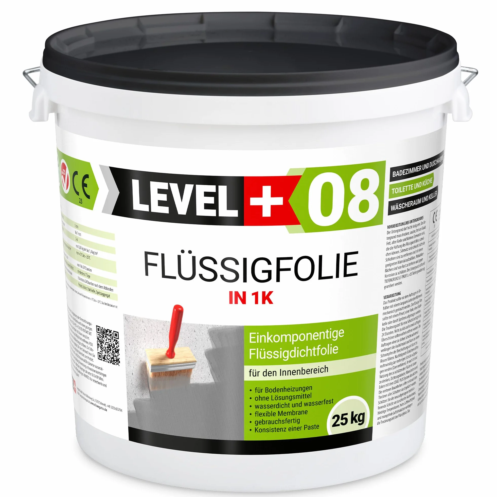 Folia w płynie 25 kg Szczelna Hydroizolacja do wnętrz Elastyczna Izolacja Level+08