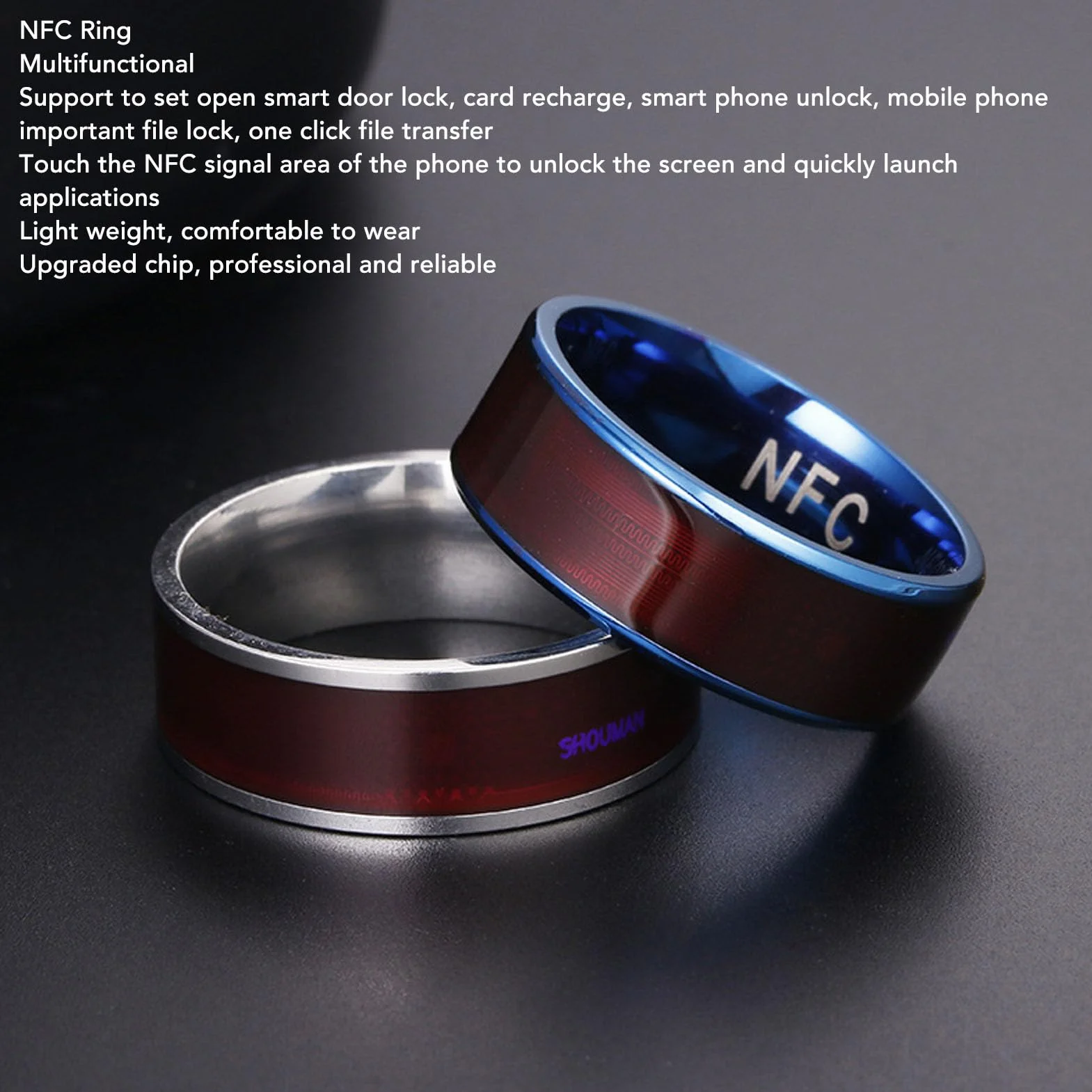Inteligentny pierścień NFC, Chip Ntag213 do Noszenia, Inteligentny pierścień do Odblokowywania Inteligentnych Zamków do Drzwi, ładowania Kart, Odblokowywania Smartfonów (11)