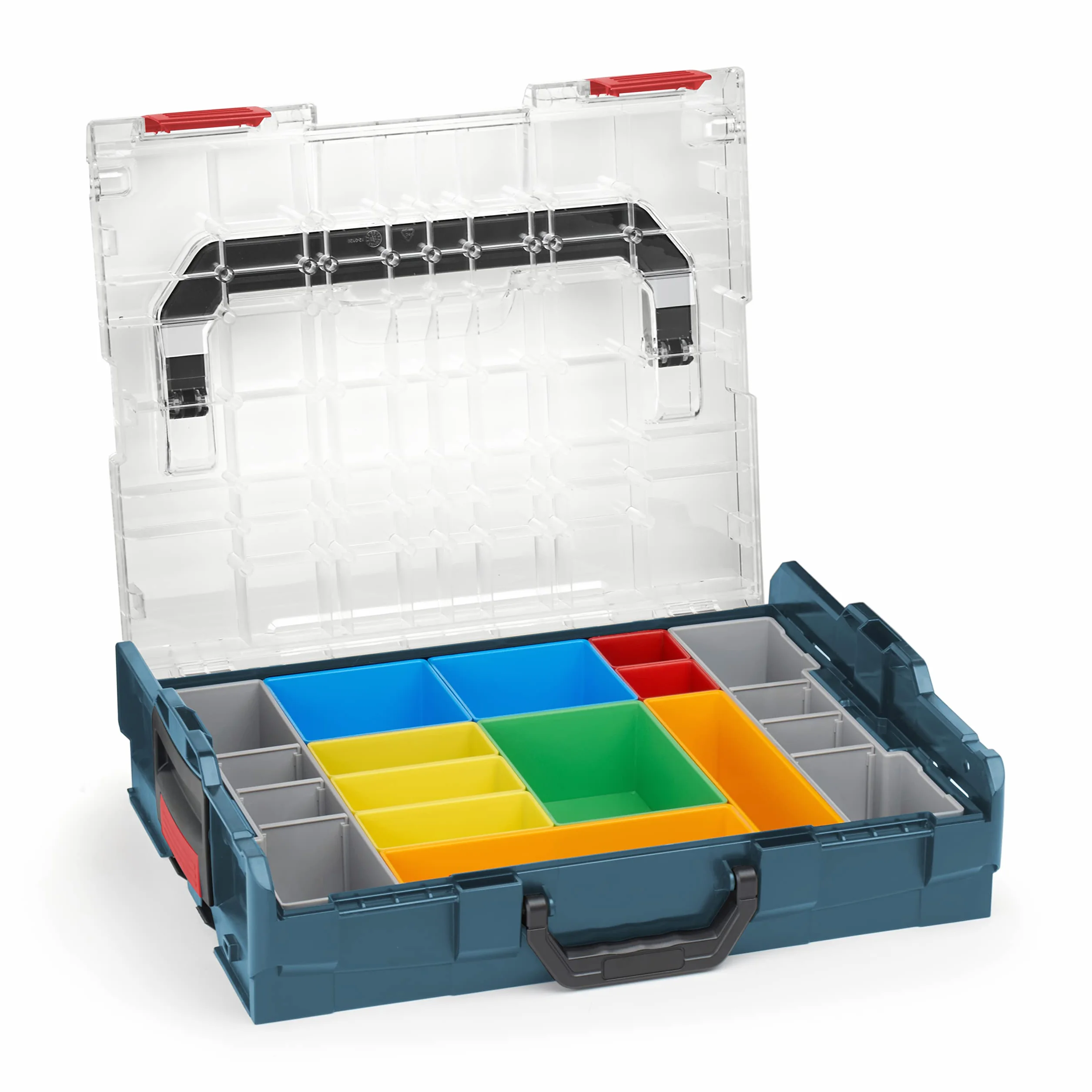 Sortimo Bosch L-BOXX 102 profesjonalna walizka narzędziowa z tworzywa sztucznego, niebieska, przezroczysta pokrywka z zestawem pojemników H3, pudełka do sortowania małych części | idealny system przechowywania małych części