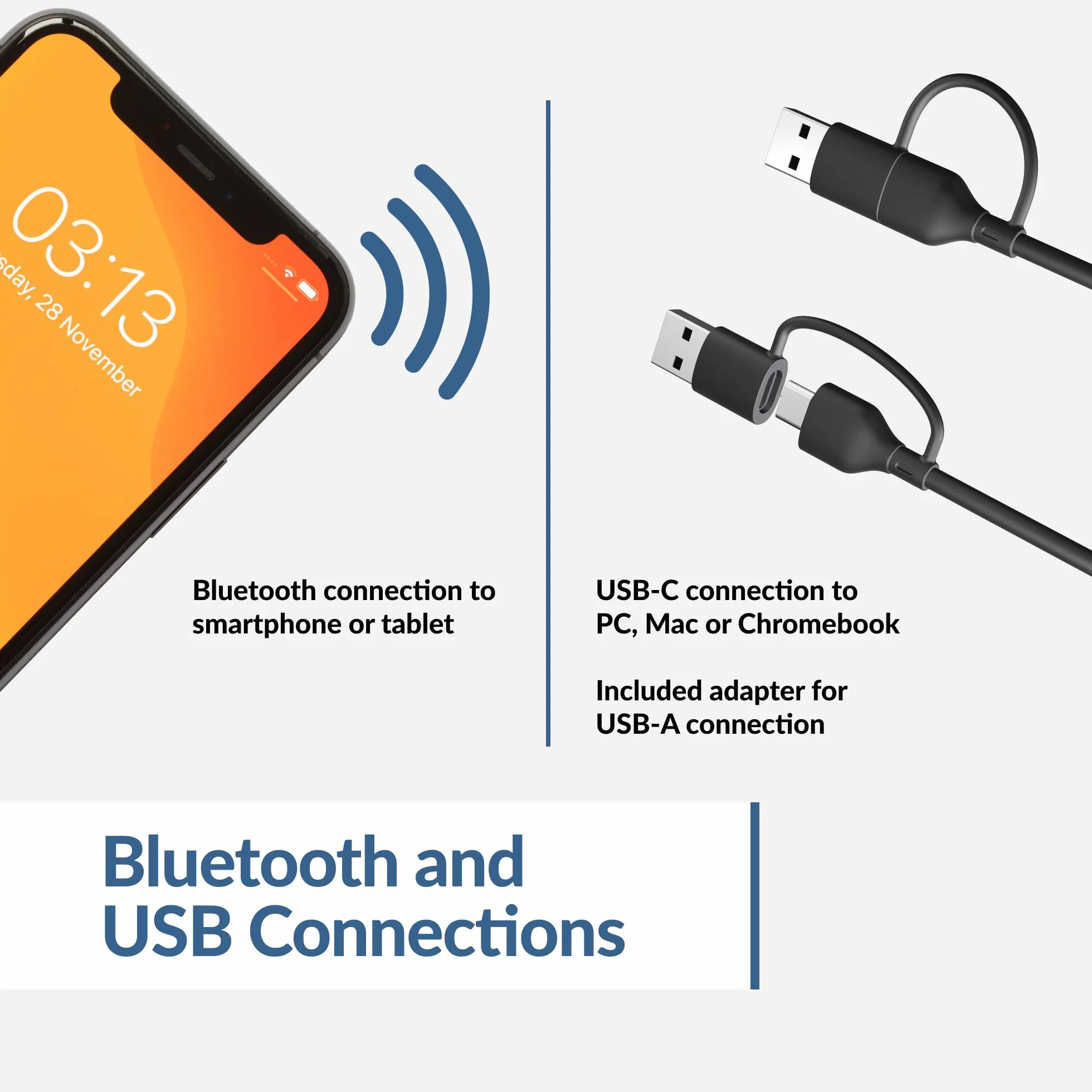 Cyber Acoustics Listwa głośnikowa USB i Bluetooth (CA-2890PRO) Głośnik zasilany przez USB z głośnikiem do PC i Bluetooth do smartfonów, zaciski do monitorów o grubości do 5 cm