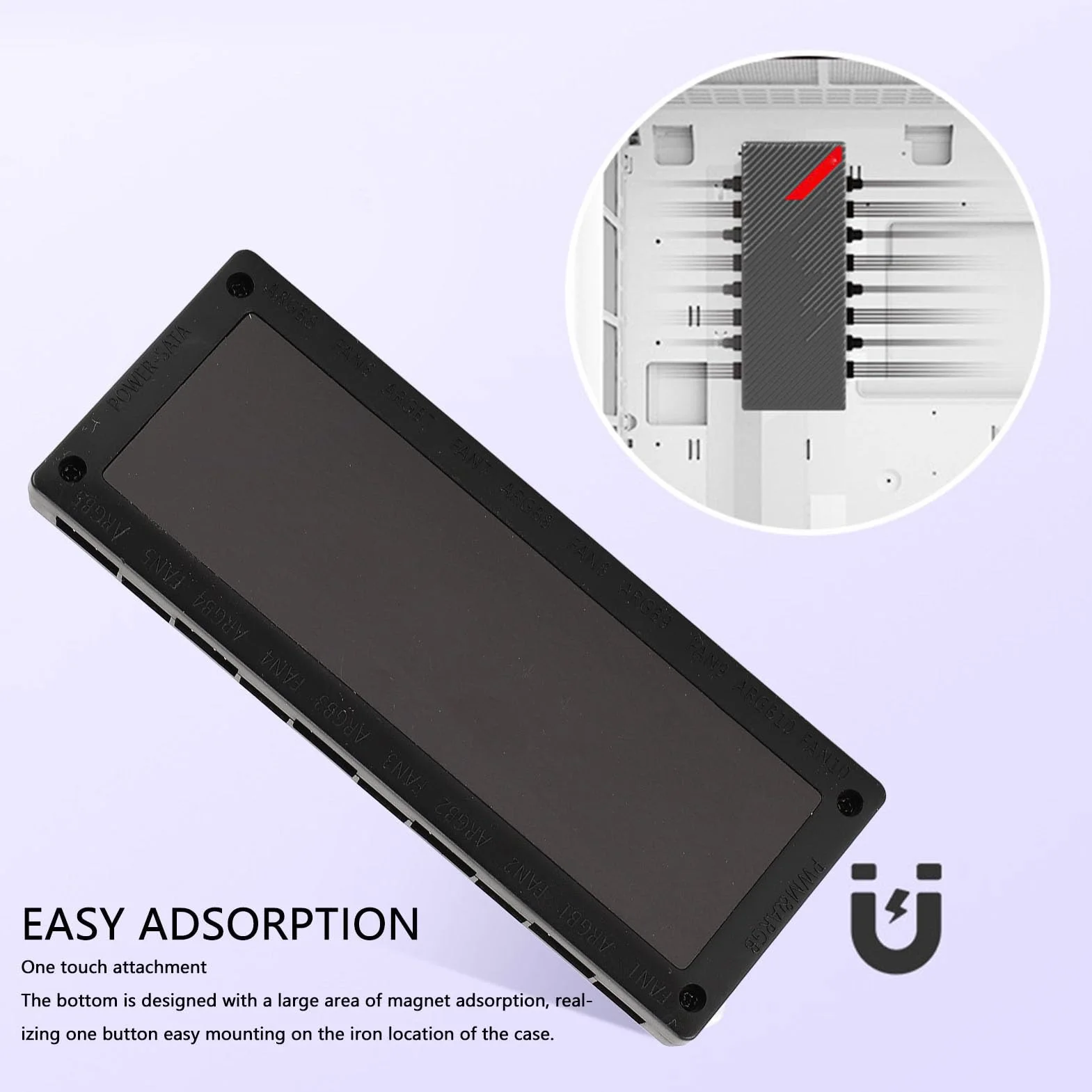 LICAEVEY 10-portowy Kontroler Piasty z Wentylatorem PWM ARGB do PC-podstawa Magnetyczna SATA Zasilany 5V 3-pinowy Hub RGB Obsługuje 10 Wentylatorów Obudowy z synchronizacją Oświetlenia