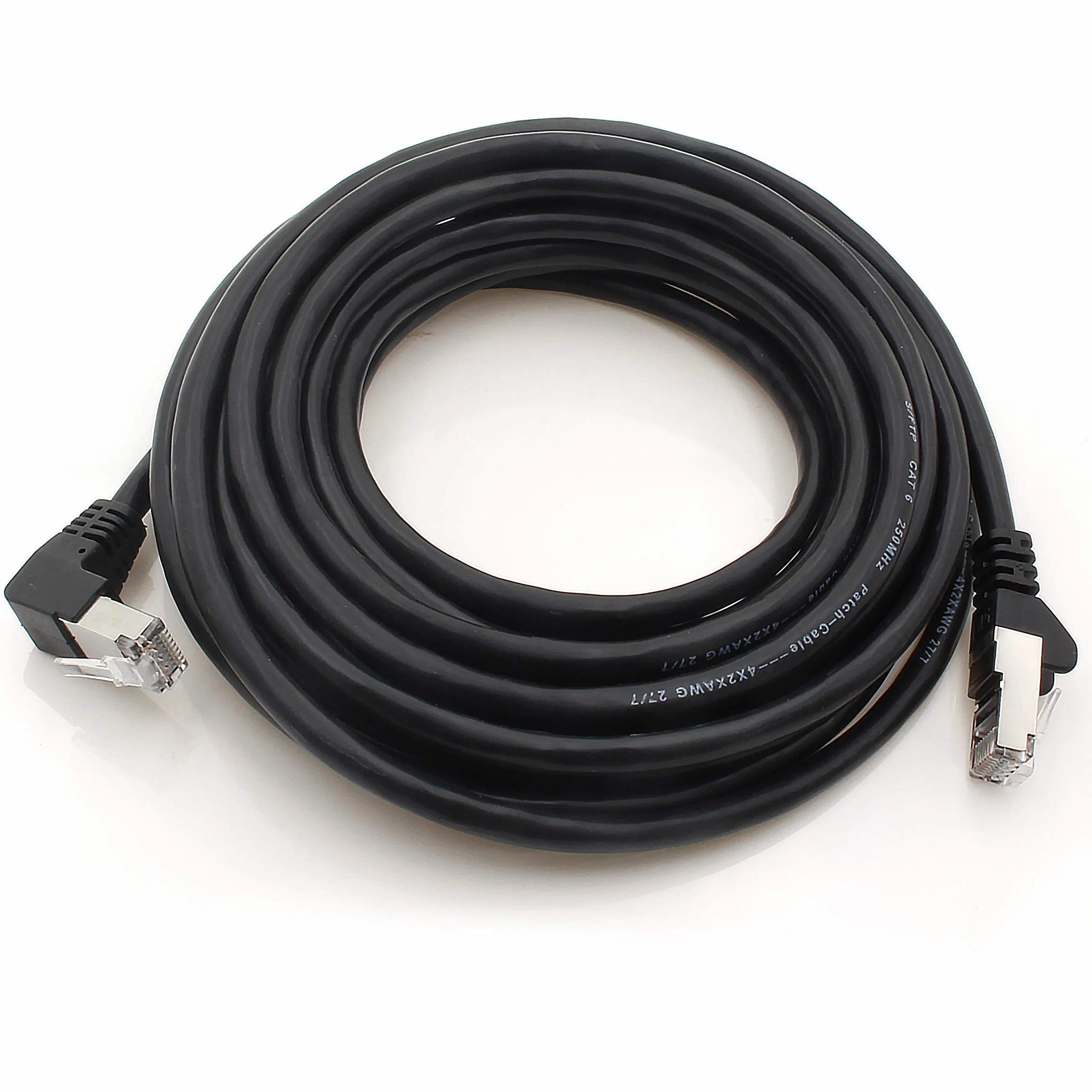 1aTTack.de 366167 Kabel sieciowy Cat.6 kąt 90 stopni 1m - czarny - 1 szt. - Kabel krosowy Cat6 (SFTP PIMF) 1000Mbit/s Złącze Rj 45-1 x 1m metr czarny