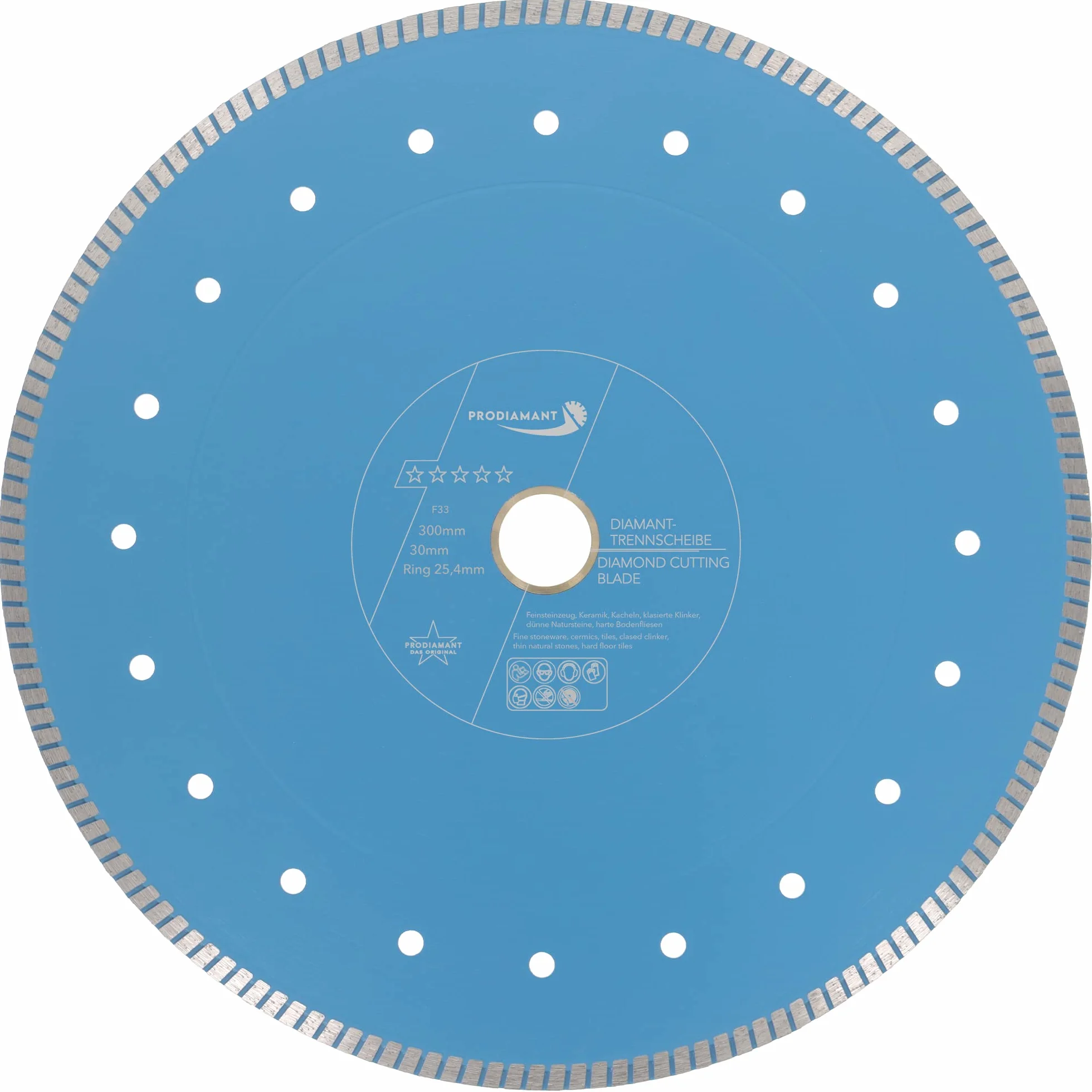 PRODIAMANT F33 Diamentowa tarcza do płytek Ø 300 mm x 30 mm z pierścieniem redukcyjnym 25,4 mm – profesjonalne cięcie na mokro do kamienia naturalnego, granitu, płytek i gresu porcelanowego