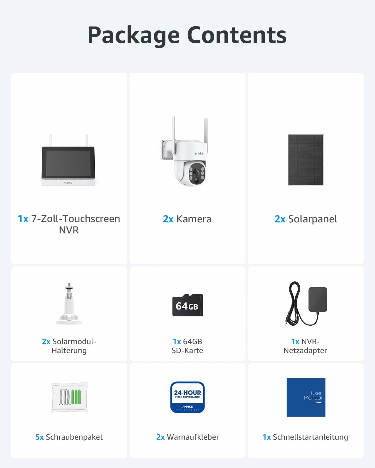 ANNKE Zewnętrzna kamera monitoringowa z monitorem 4CH 7", 2 x 4 MP PT kamera do monitoringu, zewnętrzna bateria solarna, obracanie o 270°, nachylenie 90°, 2-drożne audio, noktowizor, rozpoznawanie