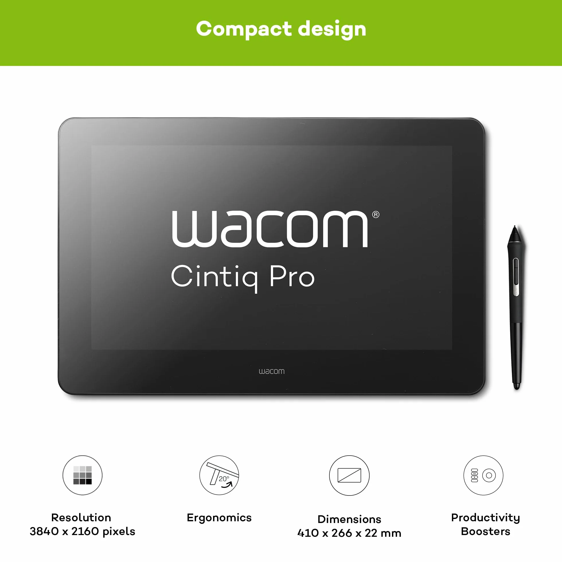 Wacom Cintiq Pro 16 Profesjonalny Tablet Graficzny 4K z Ekranem Wielodotykowym 98% Adobe RGB